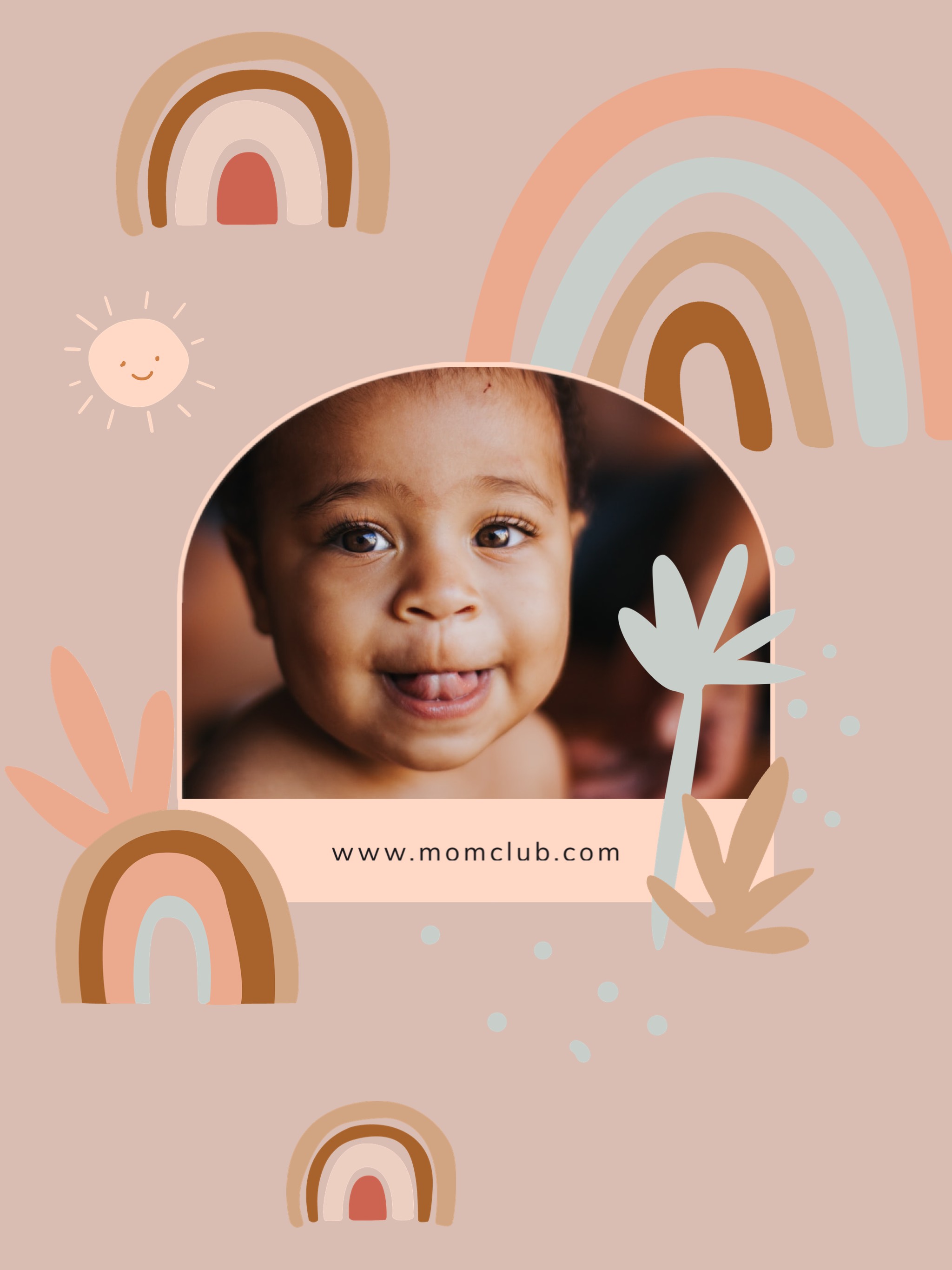 A Picture Of A Baby With A Rainbow In The Background Baby Template