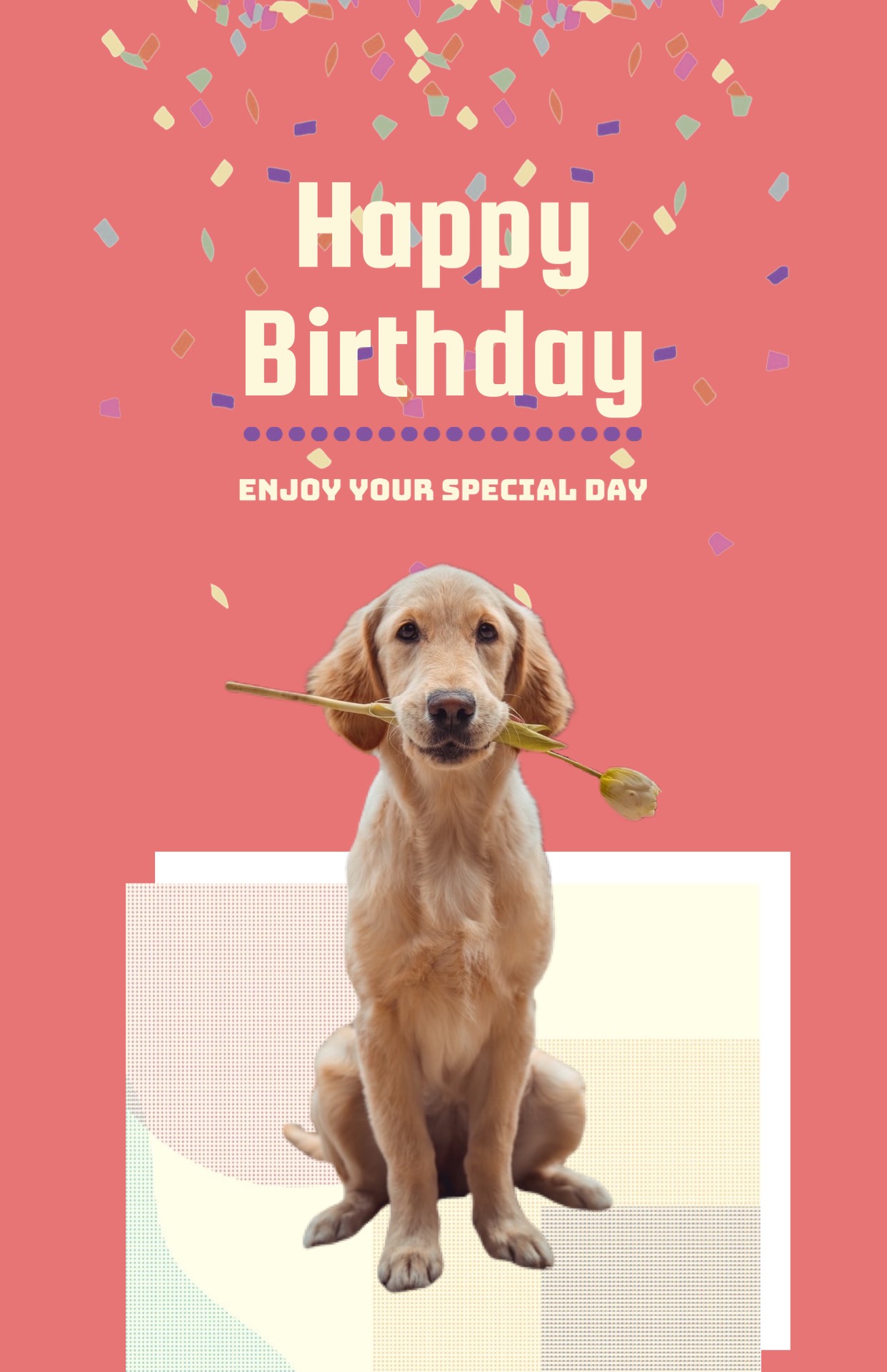 Cute dog happy birthday invitation template