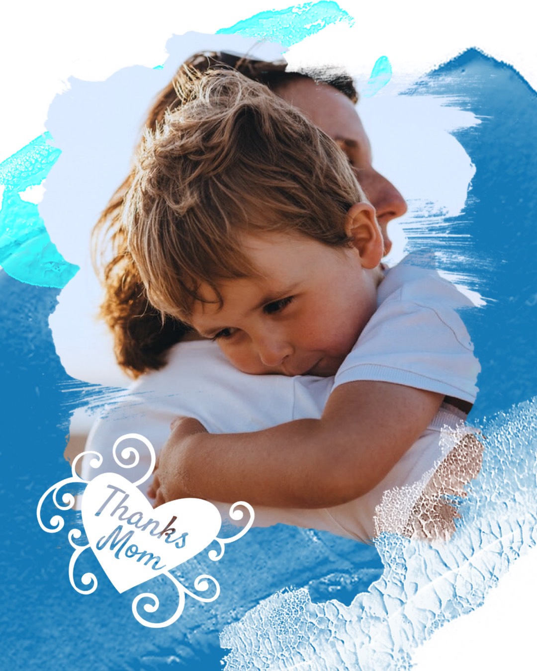 Mother And Child Hugging Cute Mother'S Day Cards Template