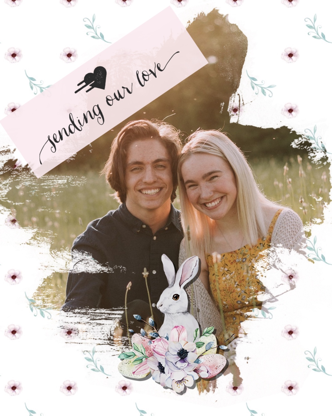 Happy Couple In Nature Happy Easter Card Template
