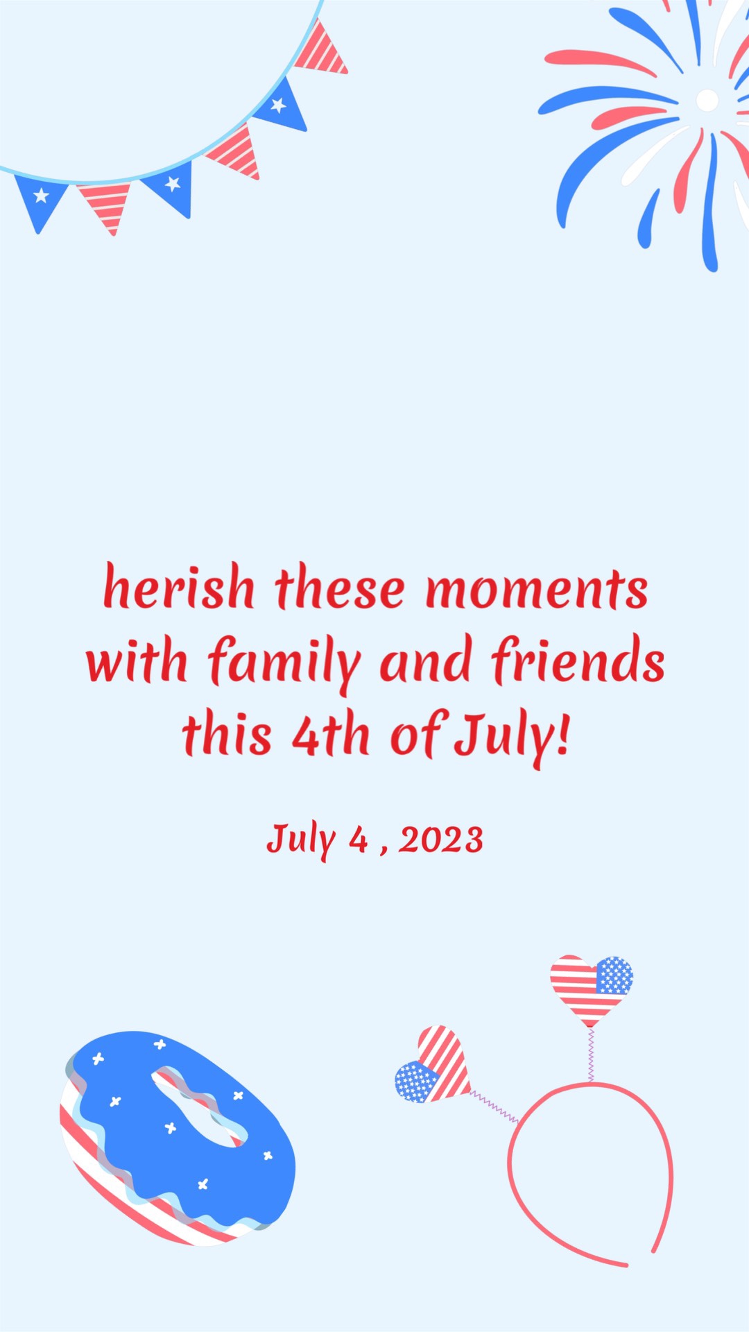 blue & red minimalist happy 4th of July instagram story