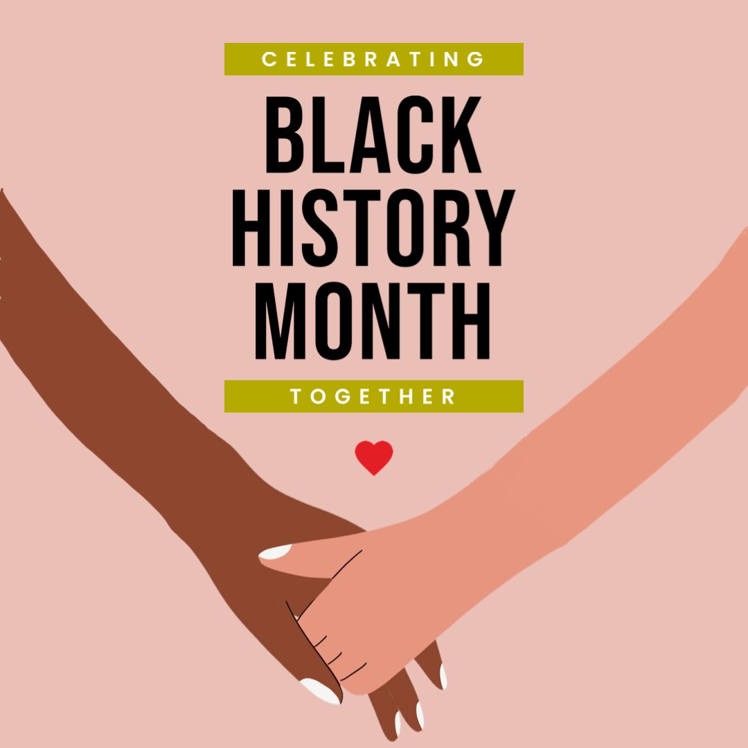 Black history month hands illustration pink instagram post template 