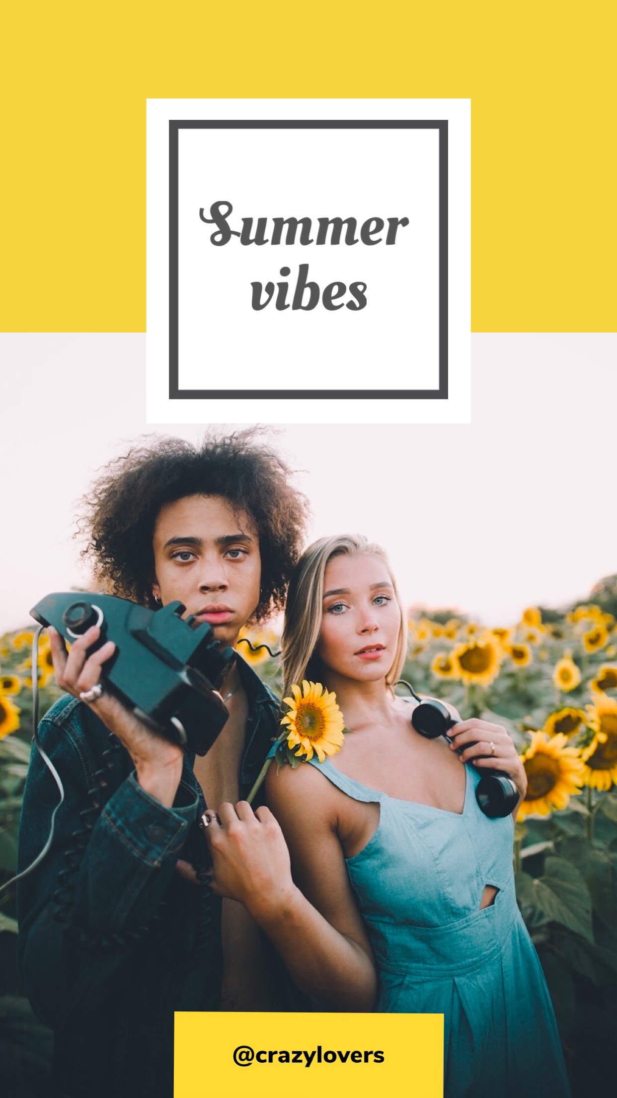 Sunflower Field Summer Vibes Instagram Story Template