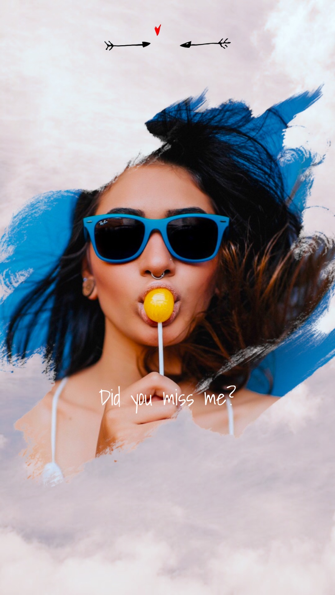 Woman with sunglasses and lollipop instagram story template