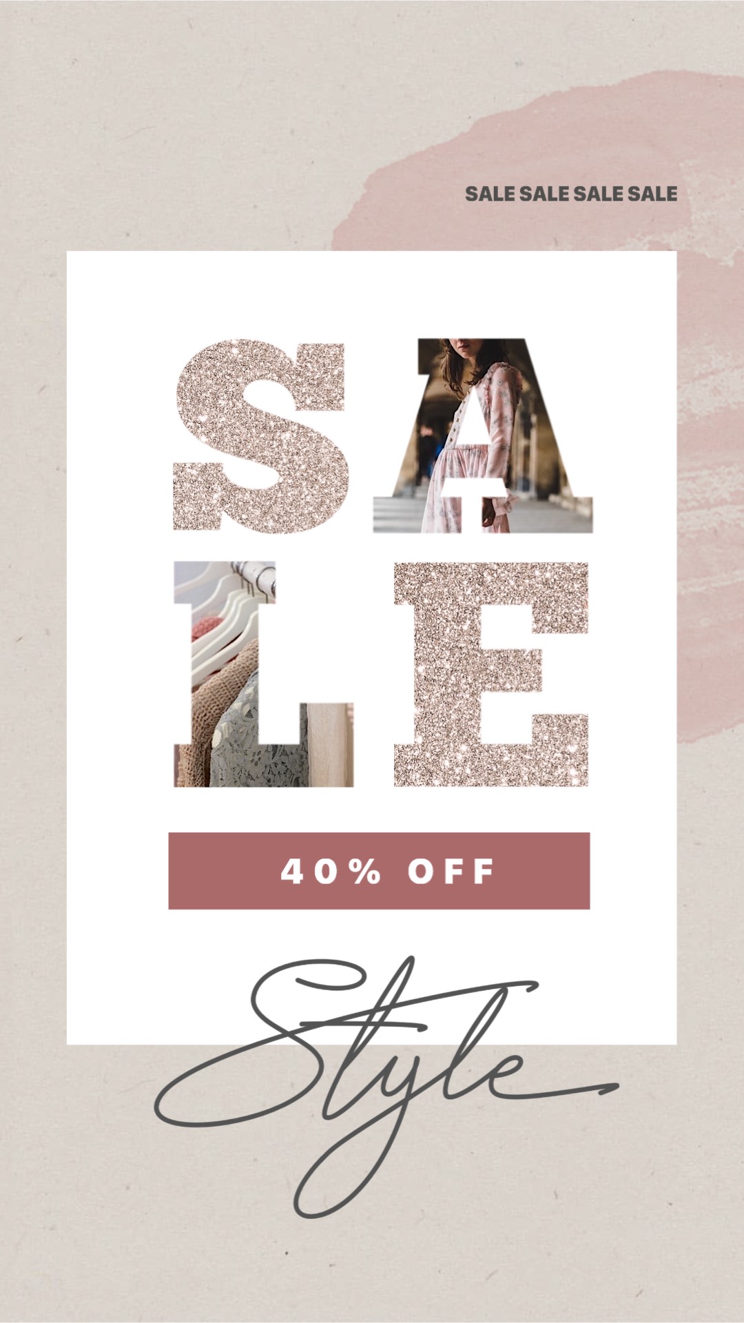 Abstract boho style 40% sale flyer template