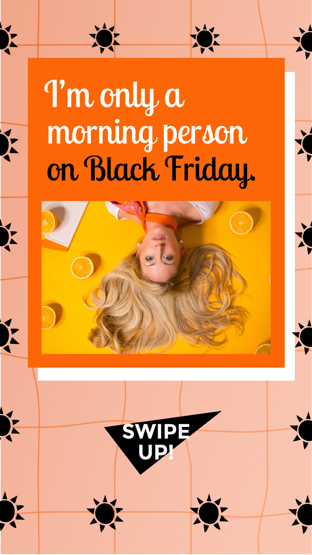 Woman upside down black friday sale flyer template