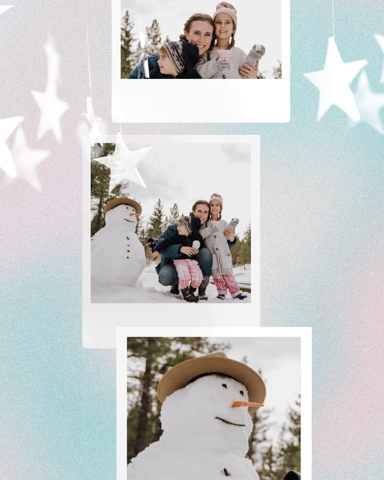 A Group Of People Standing Next To A Snowman Winter Wonderland Template