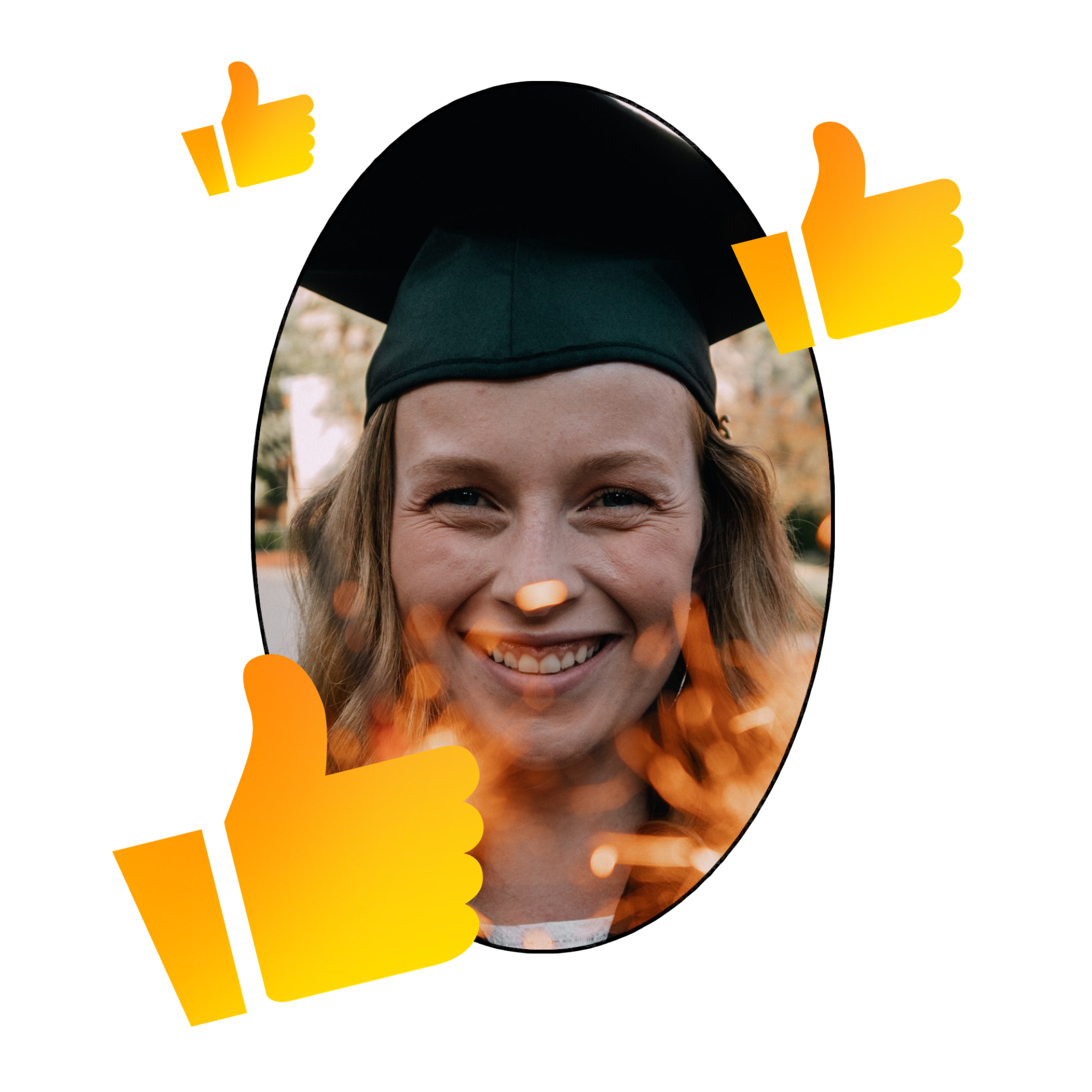 Woman Graduate And Thumbs Up Whatsapp Sticker Template