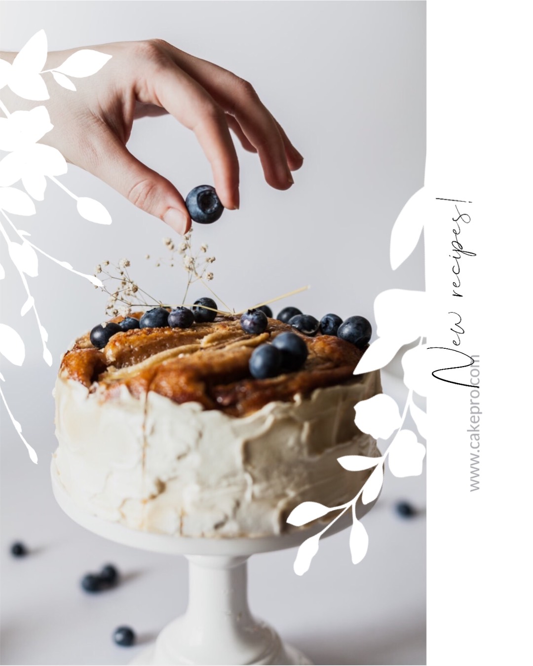 A Person Is Sprinkling Blueberries On A Cake Foodie Template