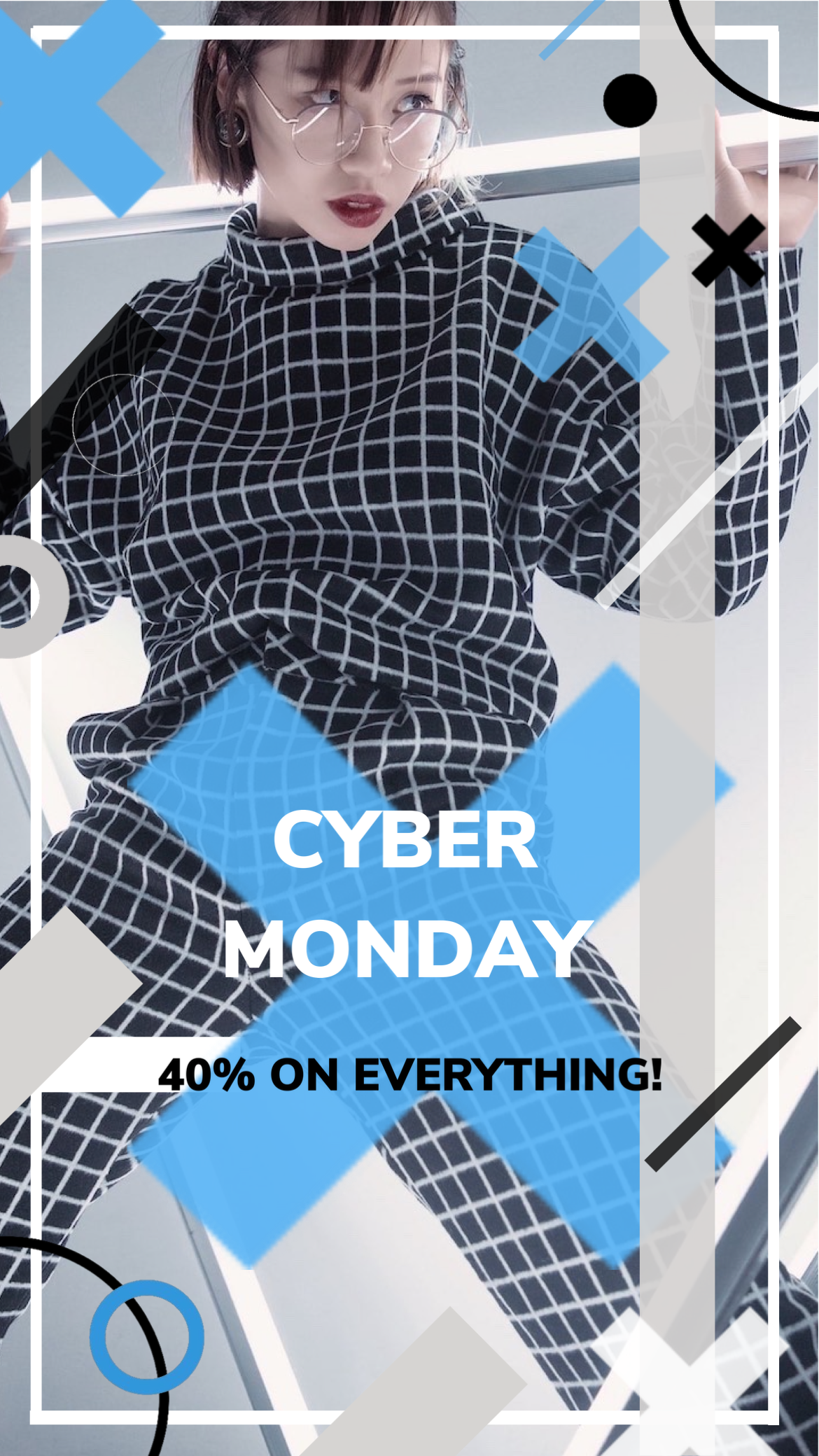 Woman With Glasses Cyber Monday Sale Flyer Template
