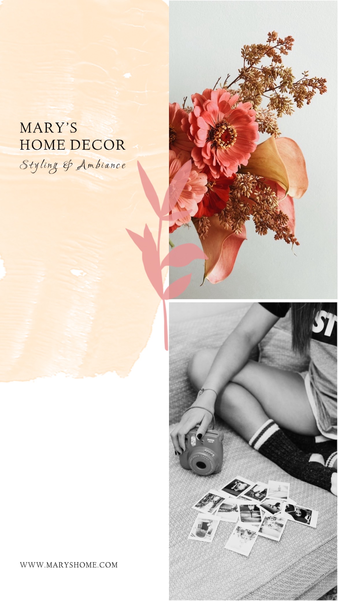 Home decor styling, ambiance & flowers Classy template
