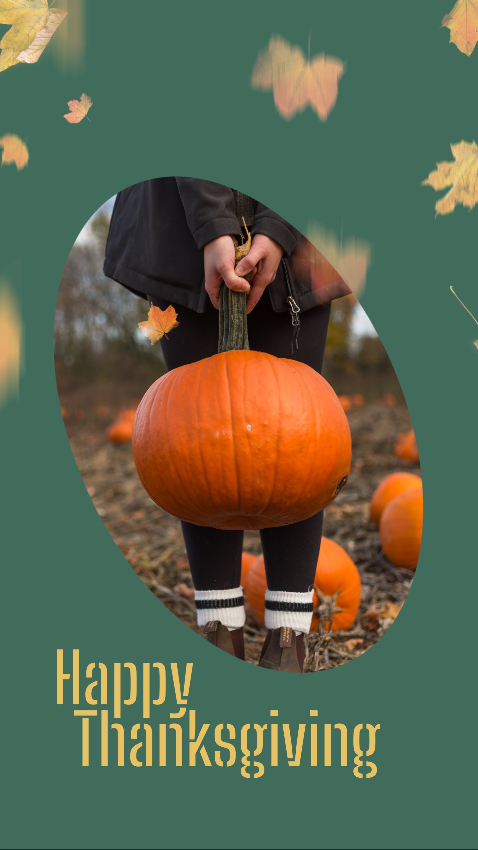 Thanksgiving greetings autumn pumpkin instagram story template 