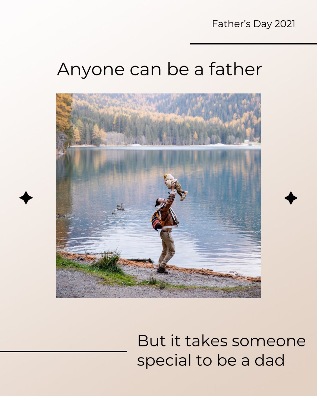 A Man With A Backpack Is Walking By A Lake Father S Day Template