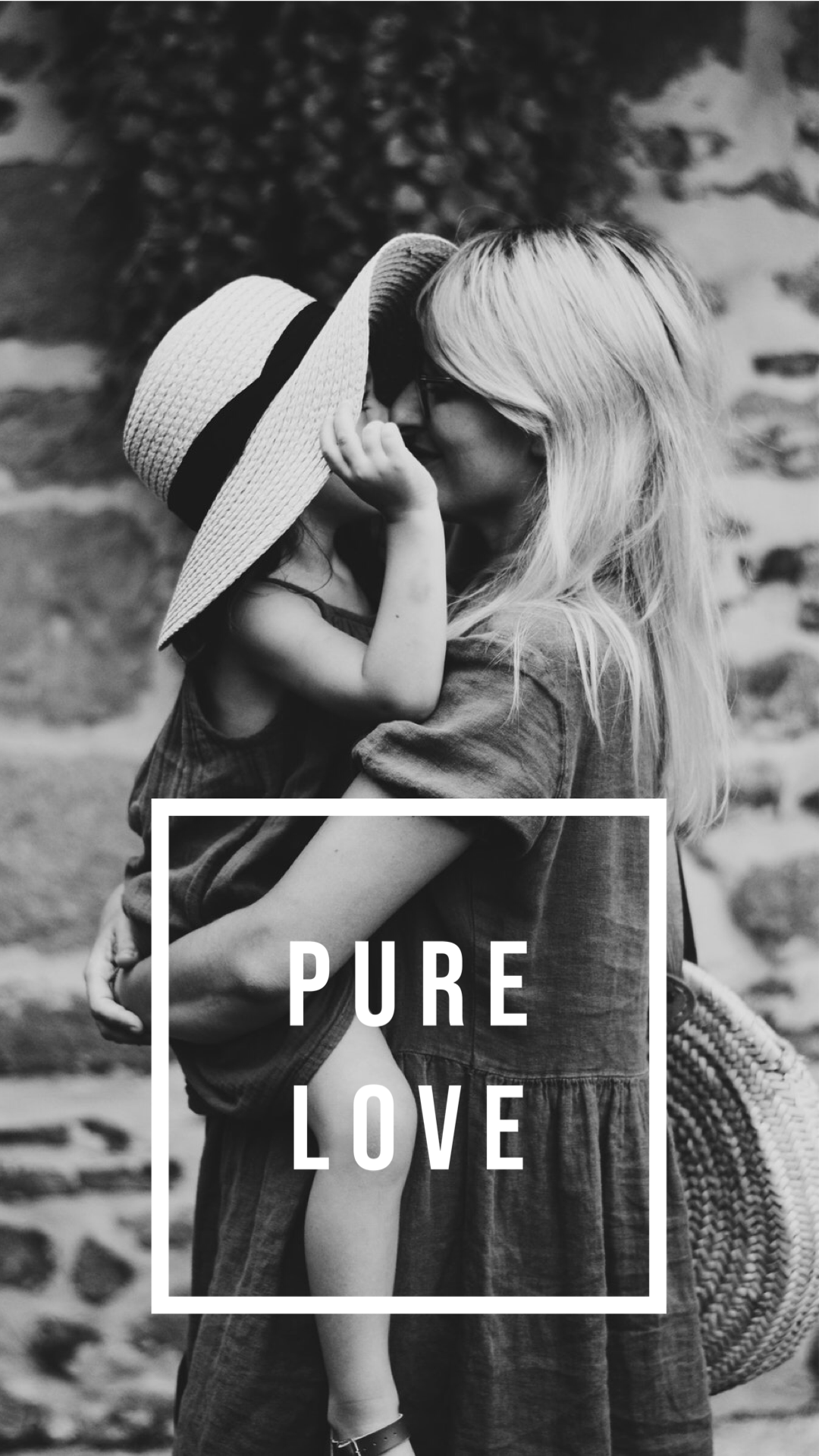 A Woman Holding A Child With The Words Pure Love Classy Template