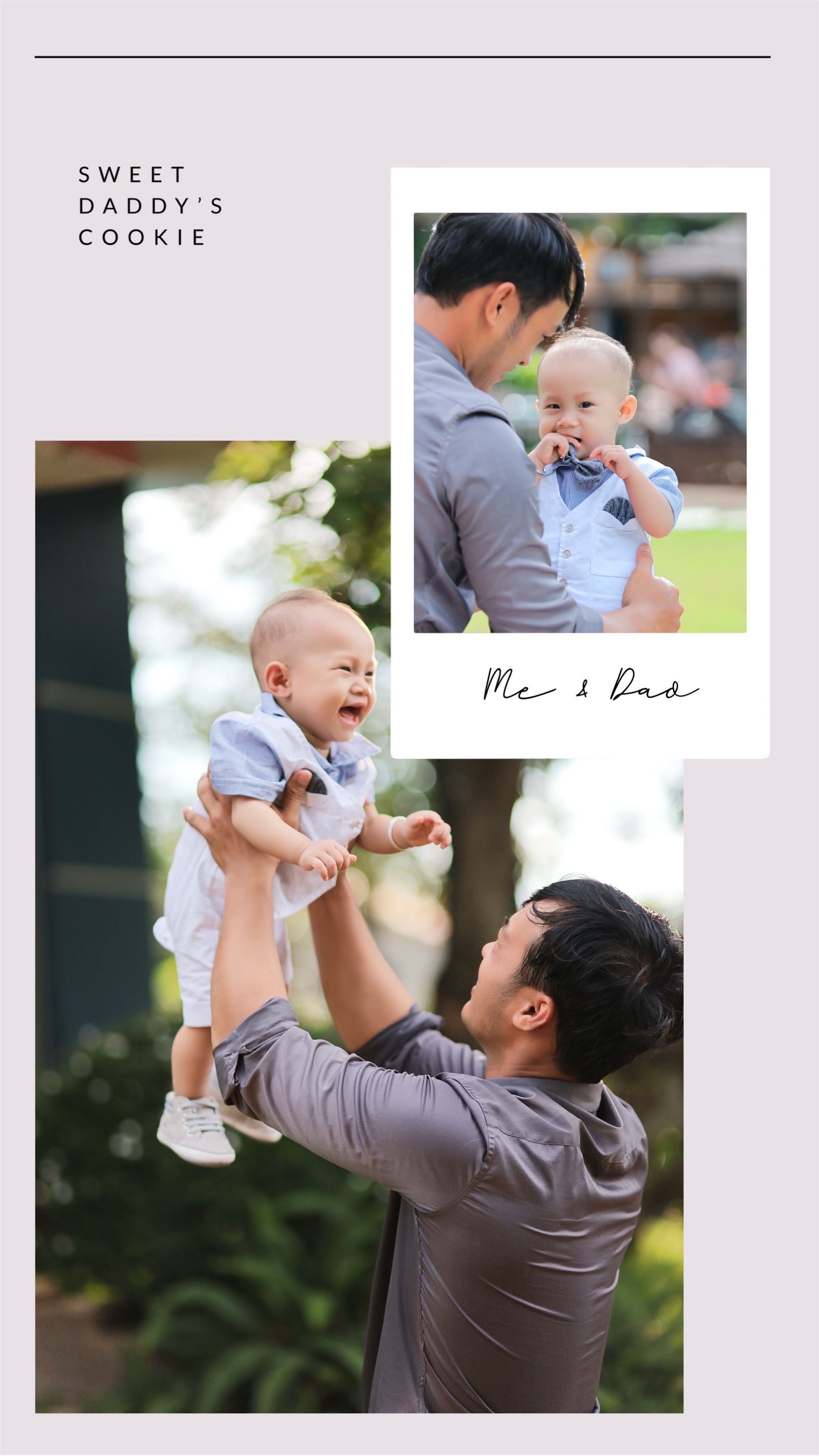 Asian family son and dad outdoors Instagram story template