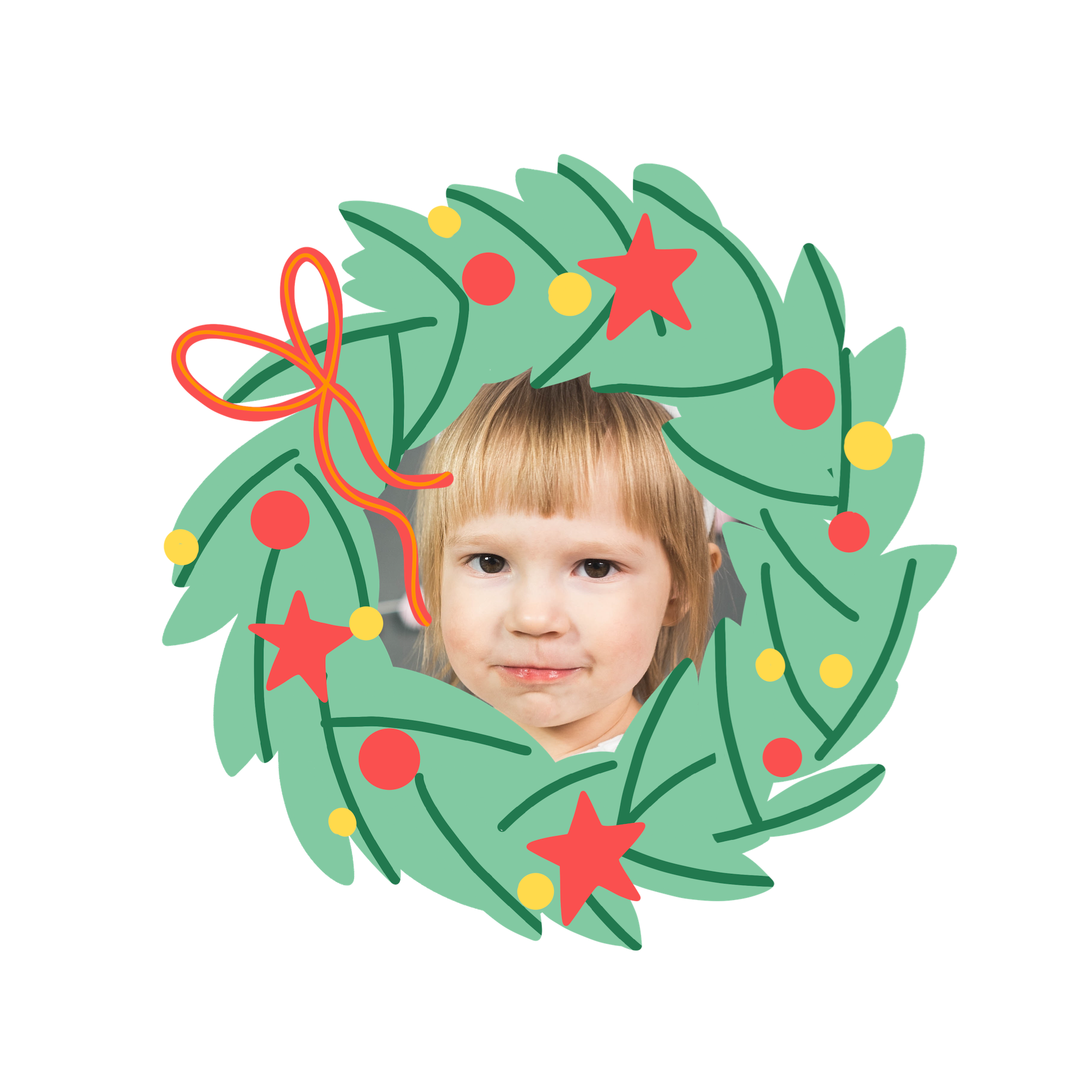 A Picture Of A Young Girl With A Christmas Wreath Christmas Stickers Template