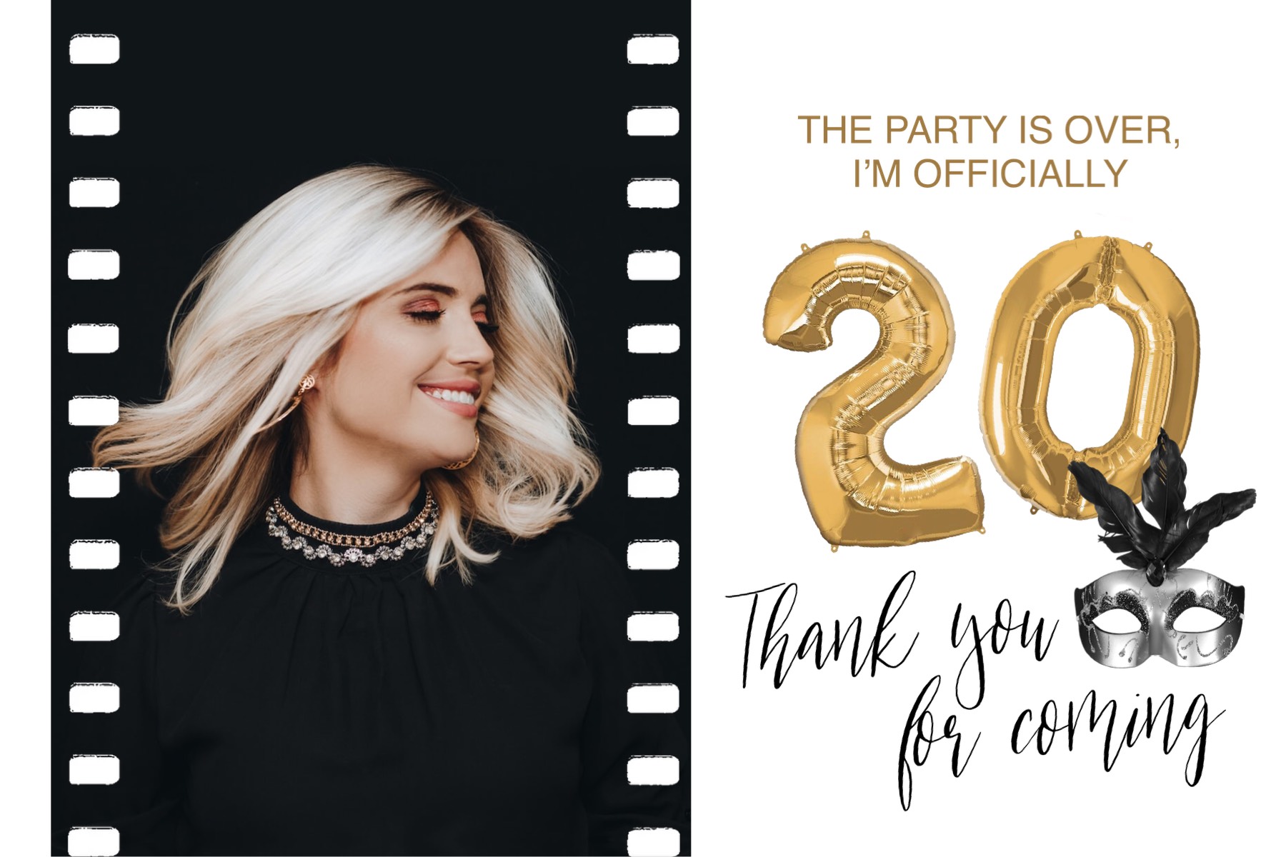 A Photo Of A Woman With A Mask And The Words 20 Thank You For Coming Thank You Template