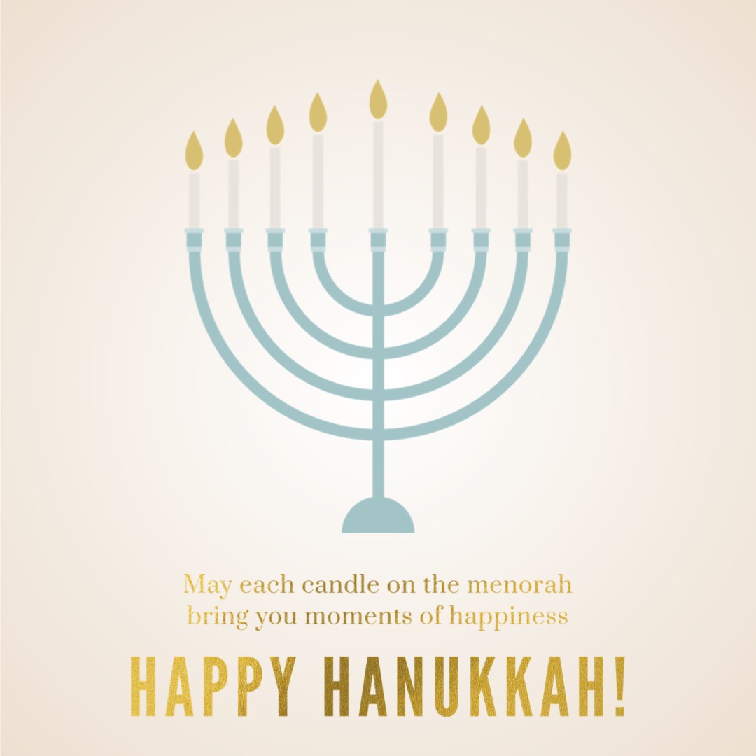 illustrated Hanukkah menorah holiday Greetings Instagram Post Template
