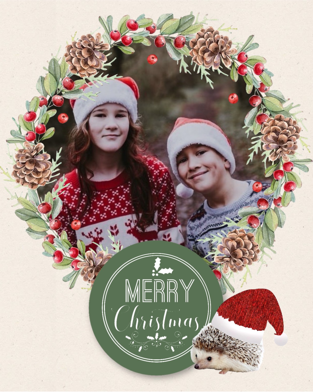 A Christmas Card With A Photo Of Two Children Merry Christmas Template