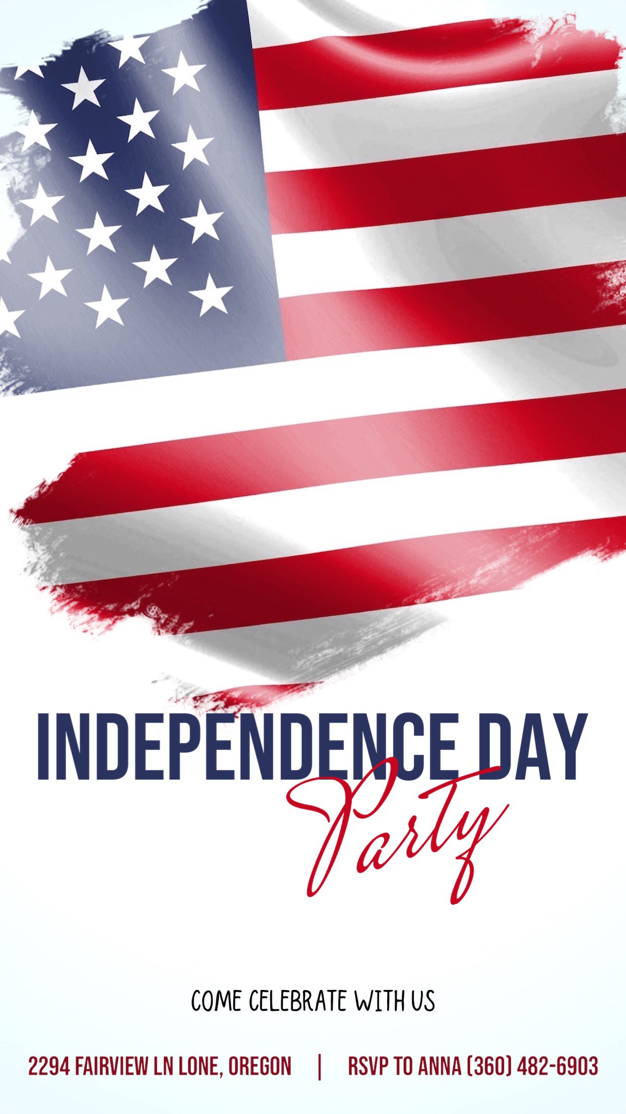 An American Flag With The Words Independence Day Party Template