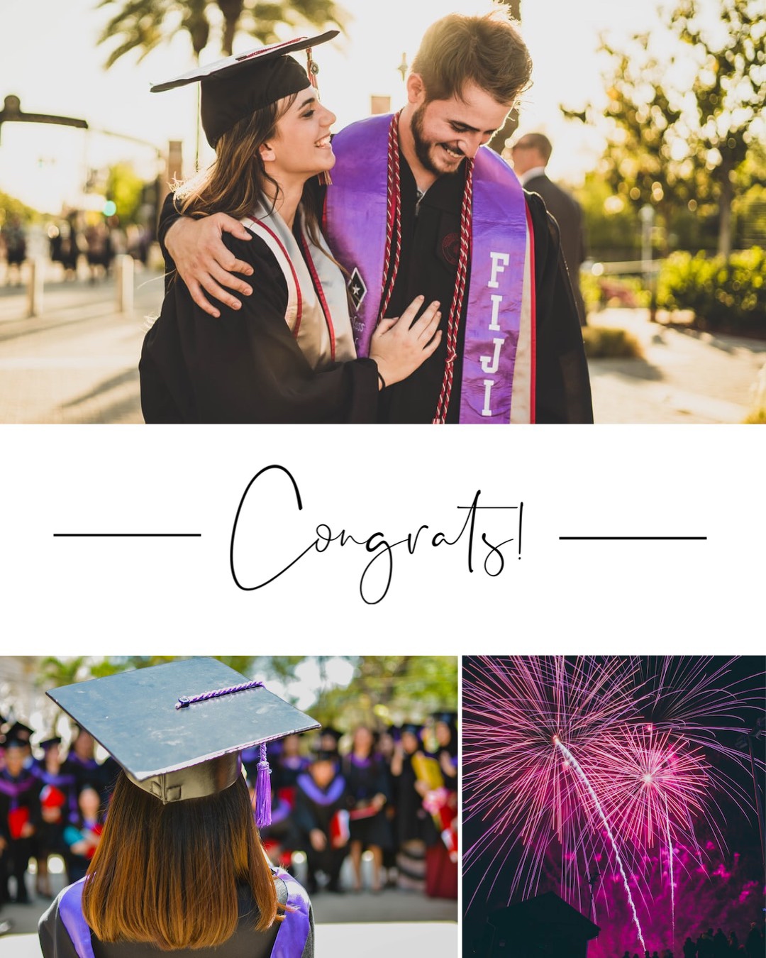 A Collage Of Photos Of Graduates And Fireworks Graduation Template