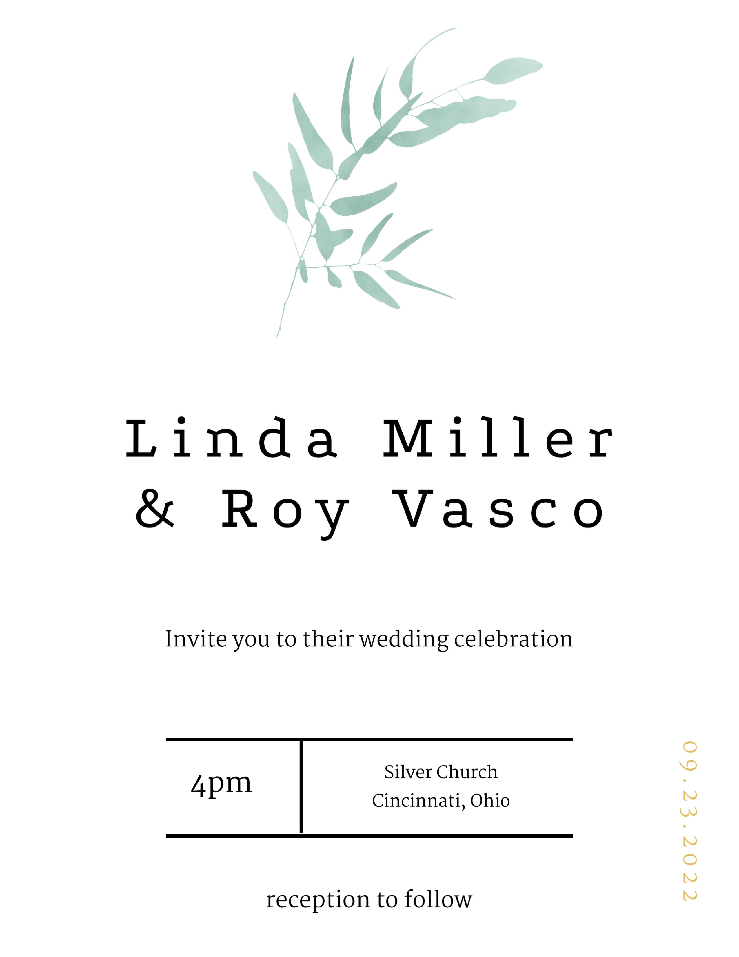 A Wedding Card With A Picture Of A Plant Wedding Template