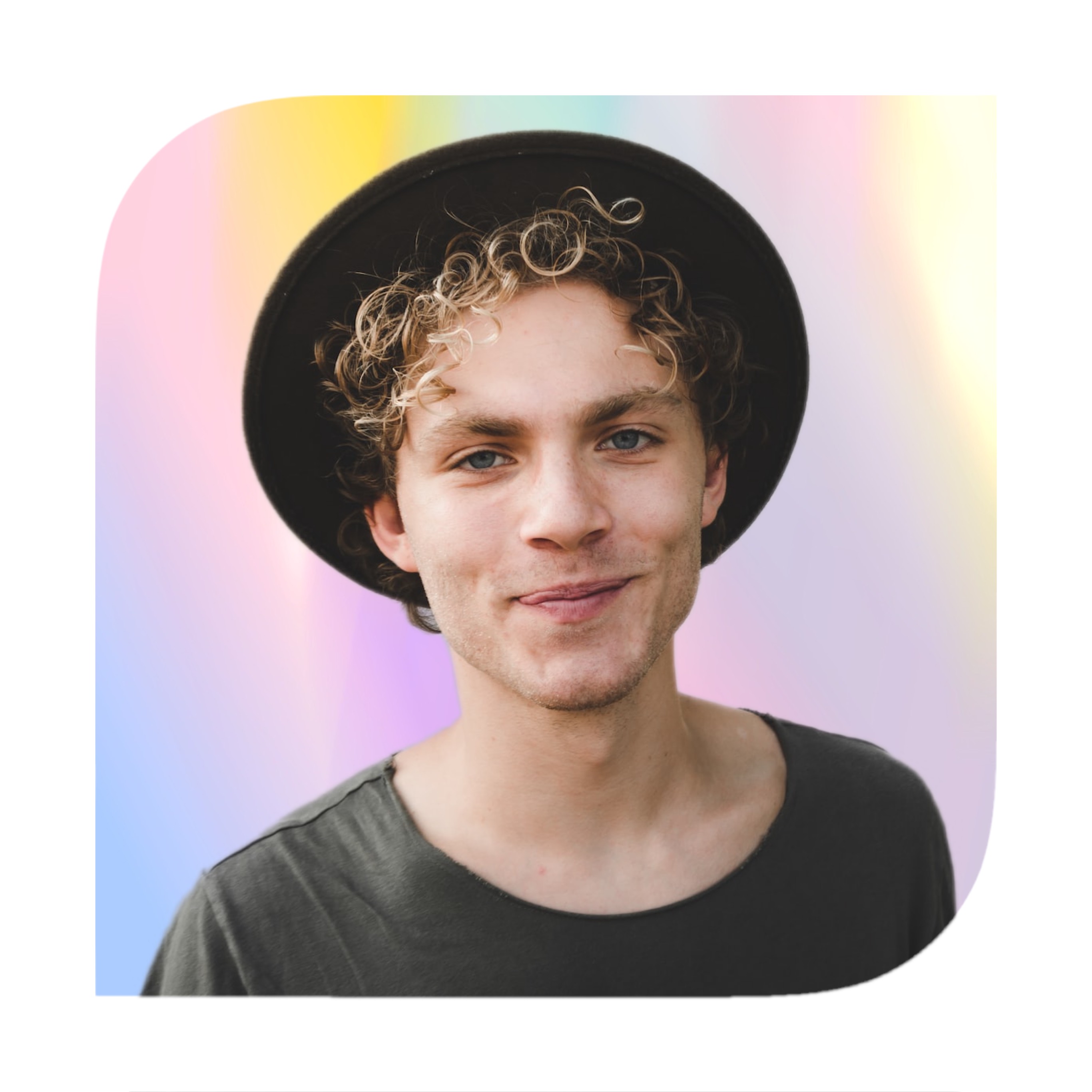 A man With Curly Hair And gradient In The Background Magic Profile Pics Template