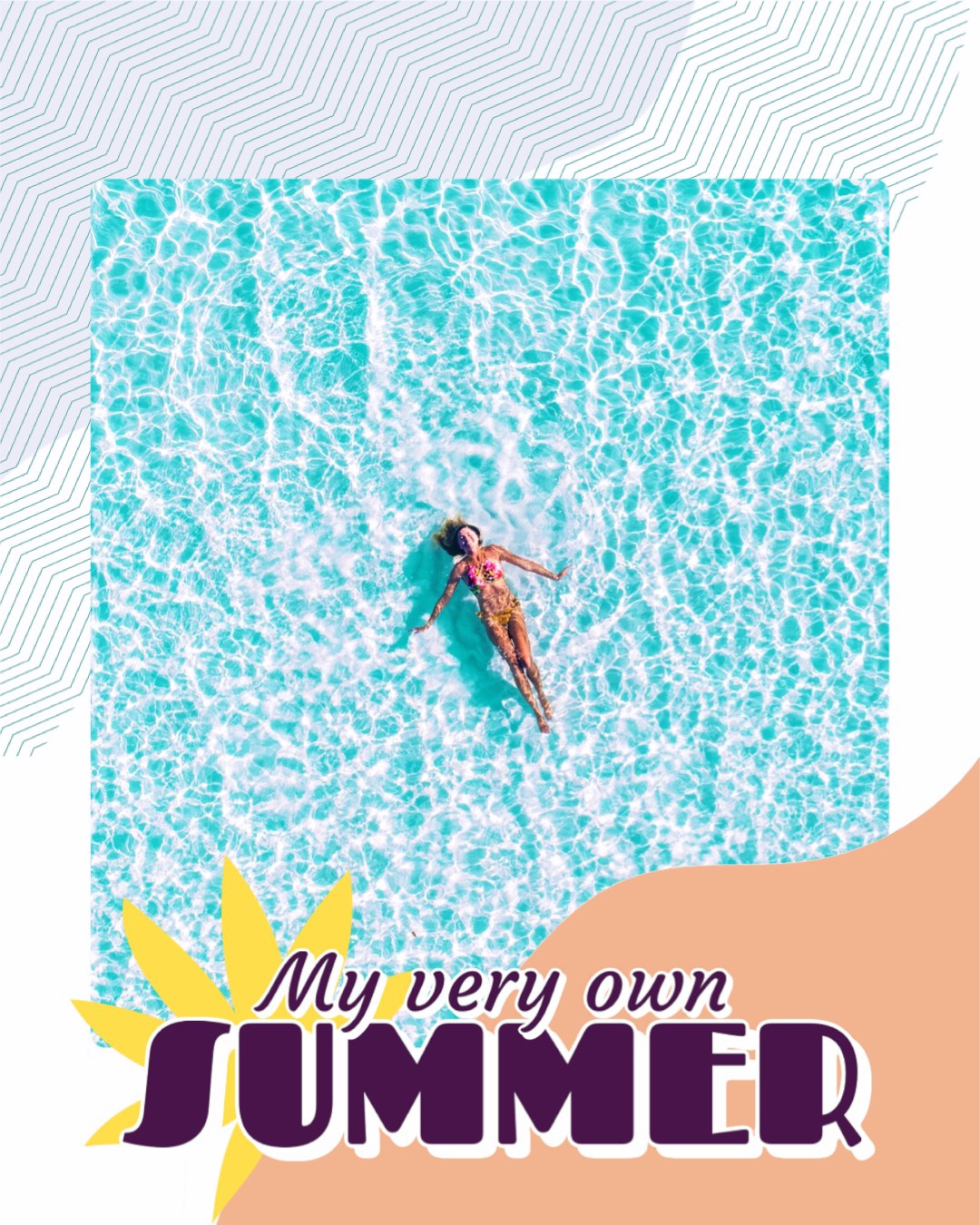 My Very Own Summer, Person Swimming In A Pool Retro Summer Template