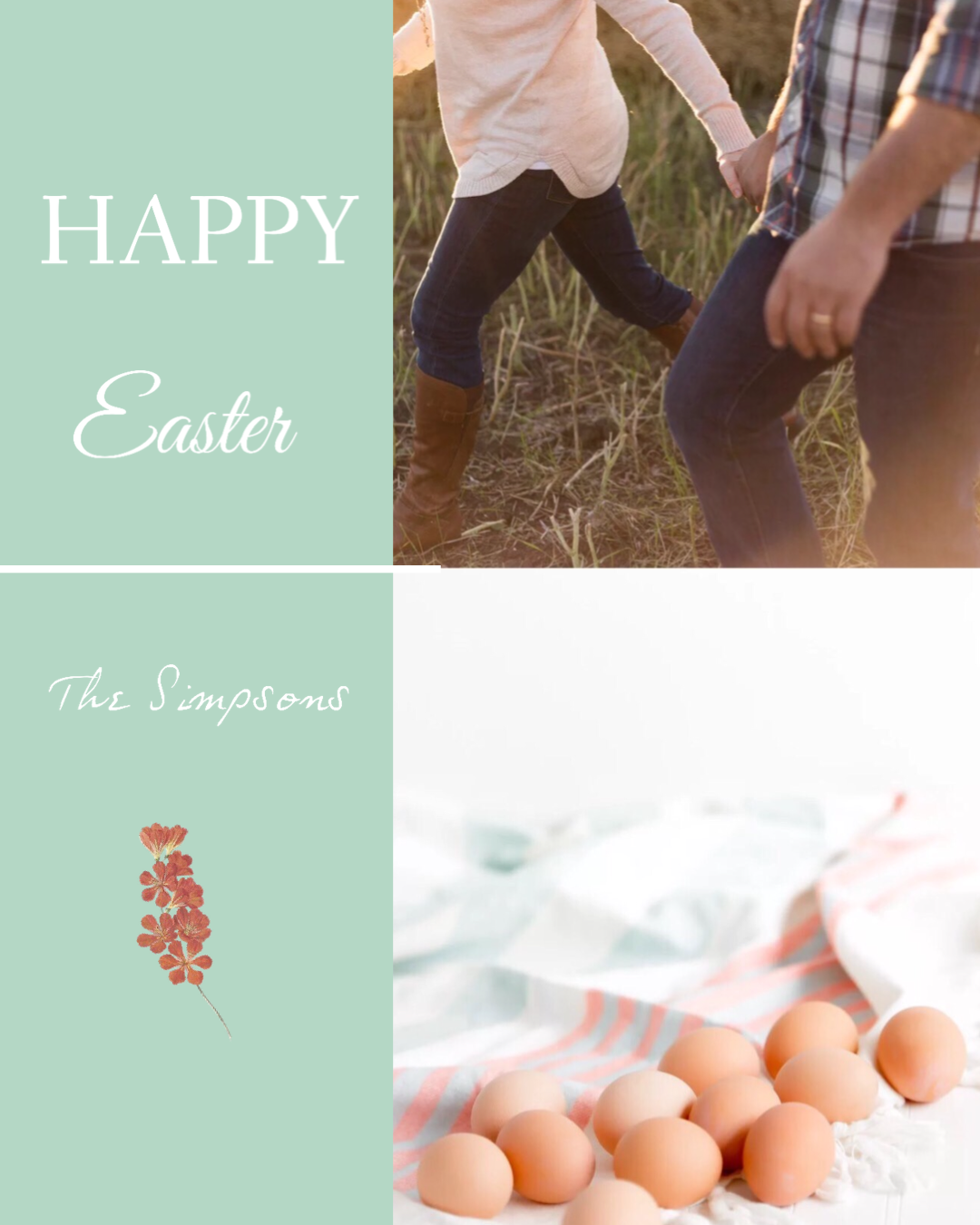 Children Holding Hands Happy Easter Card Template