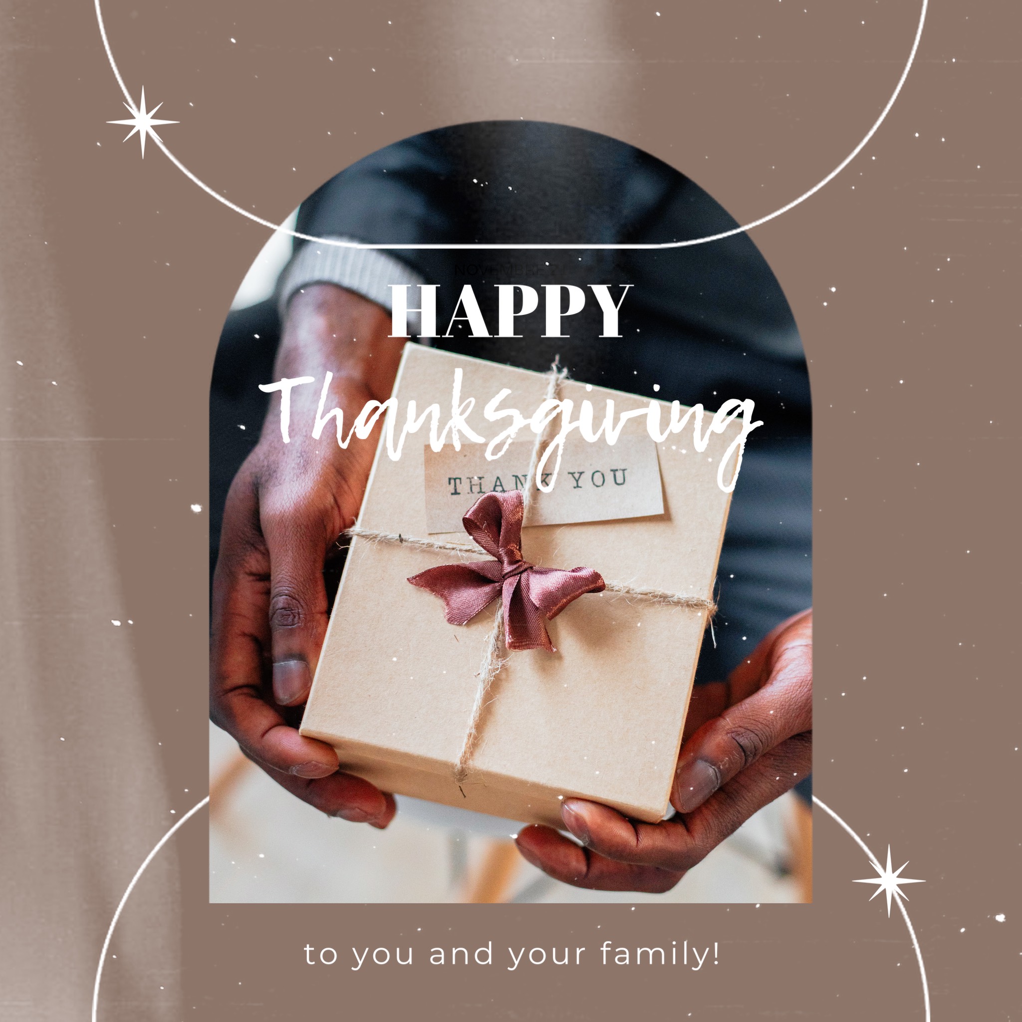 A Person Holding A Gift Box With A Happy Thanksgiving Message Thanksgiving Template