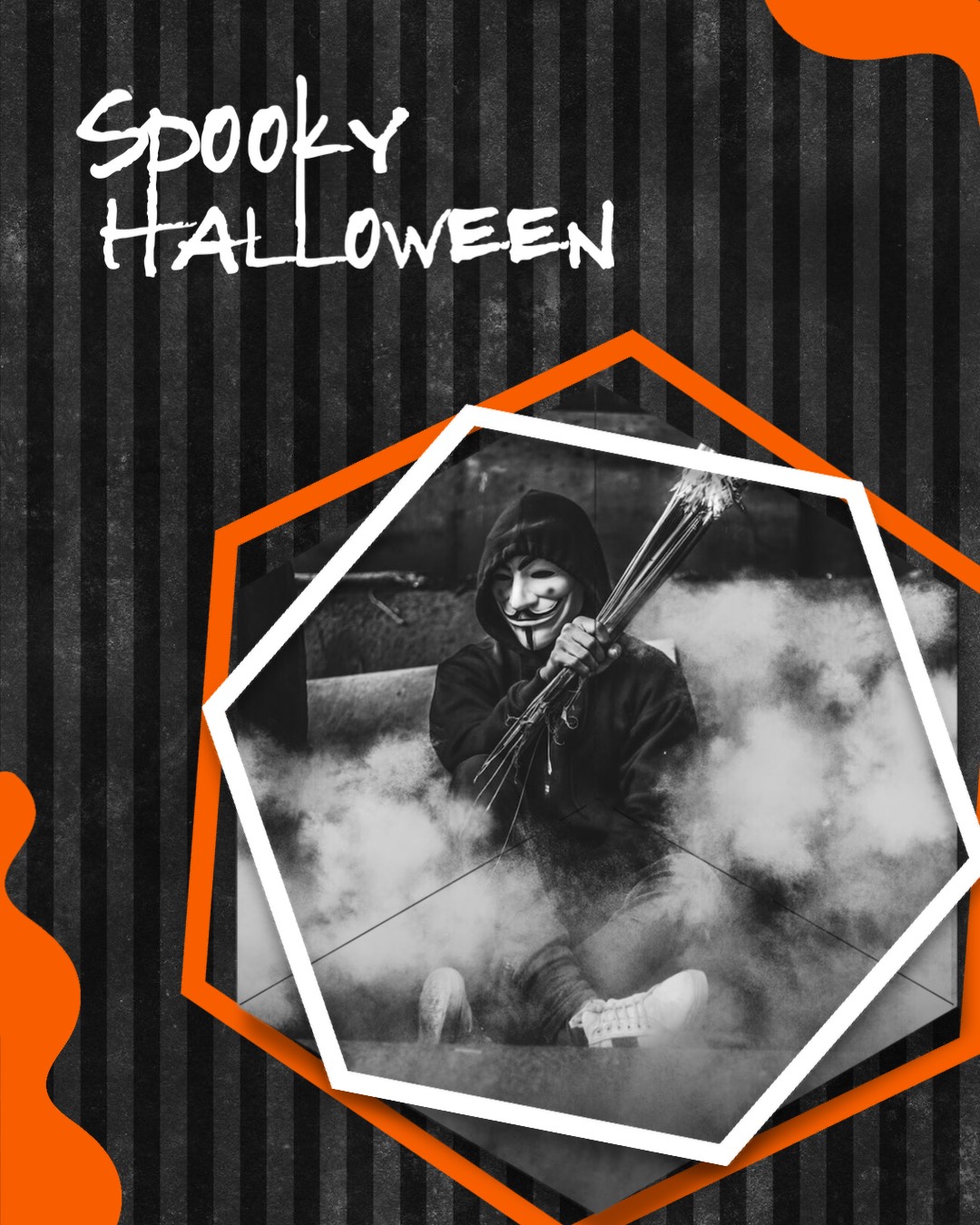 A Black And White Photo Of A Person Holding A Broom Halloween Template