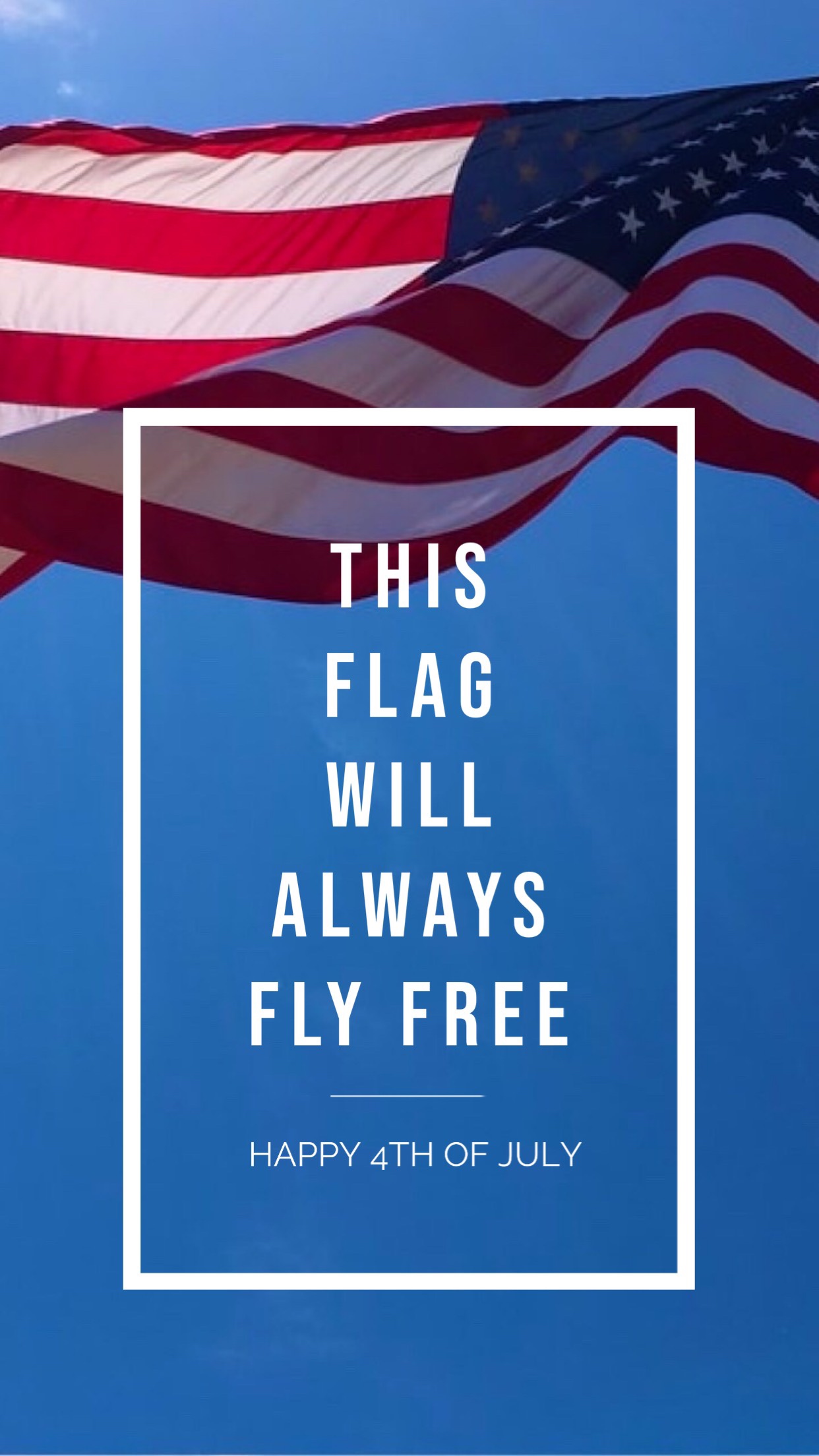 An American Flag Flying In The Sky With A White Square Frame Template