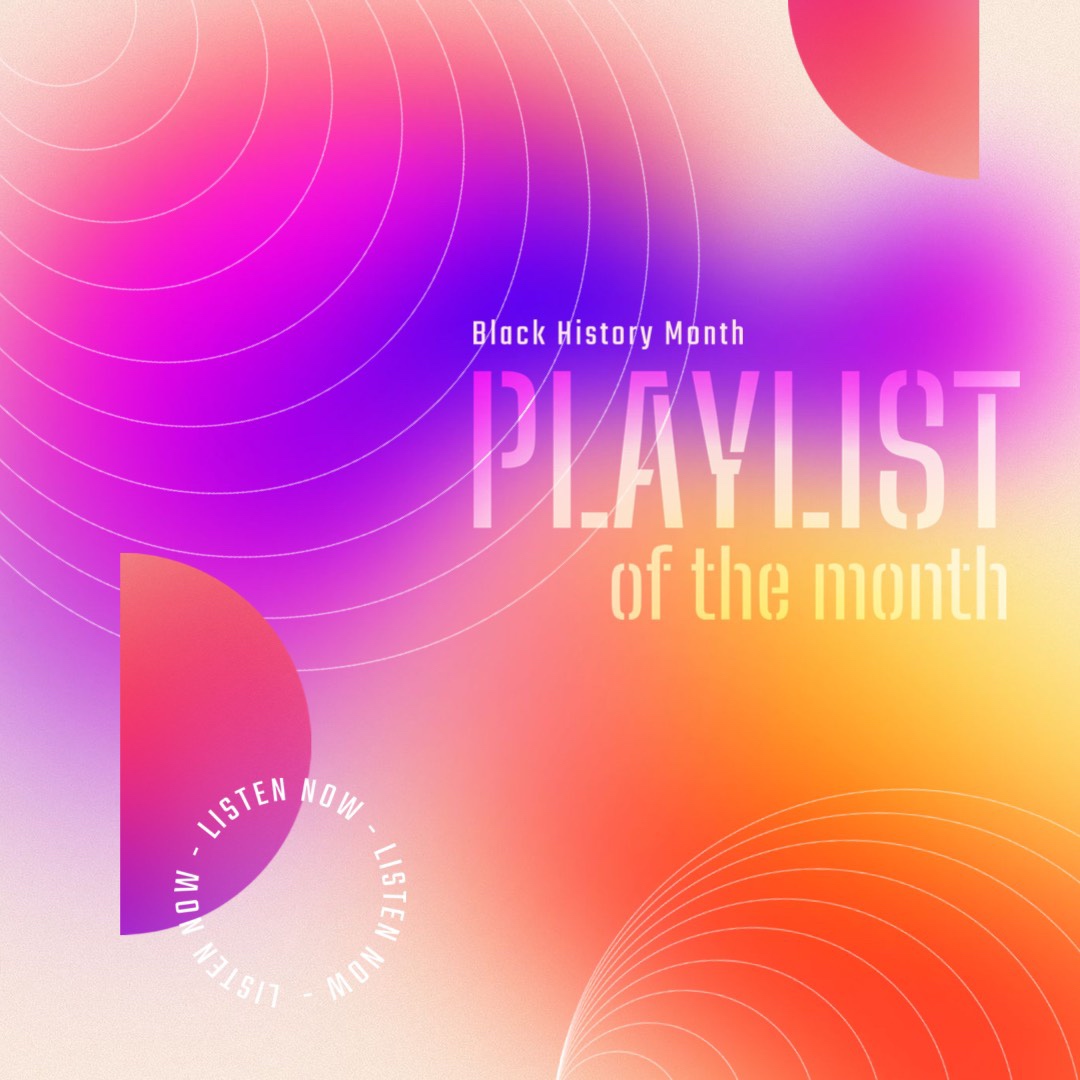 Gradient Black history month music playlist instagram story template 