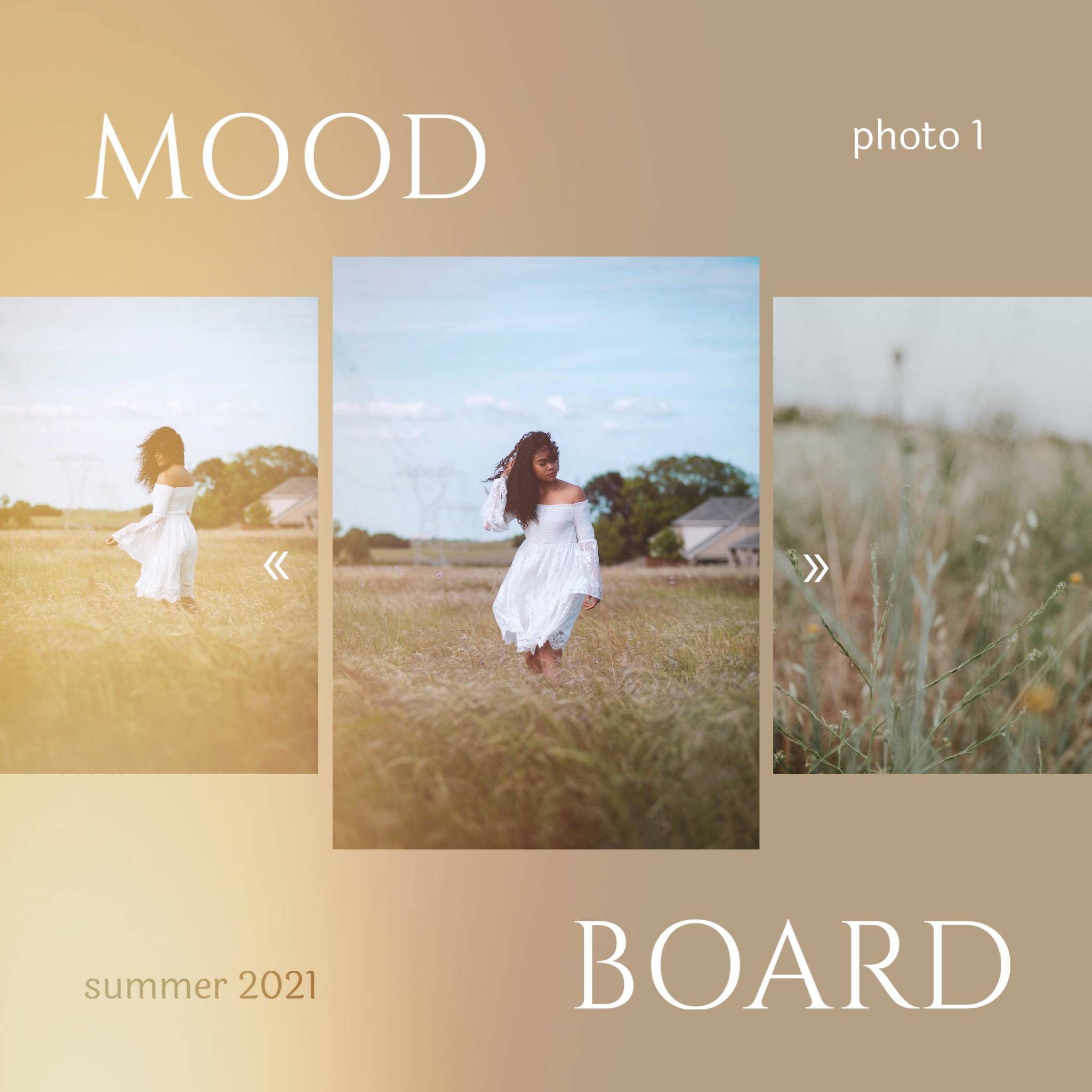 Woman in a field summer mood board Facebook Post template