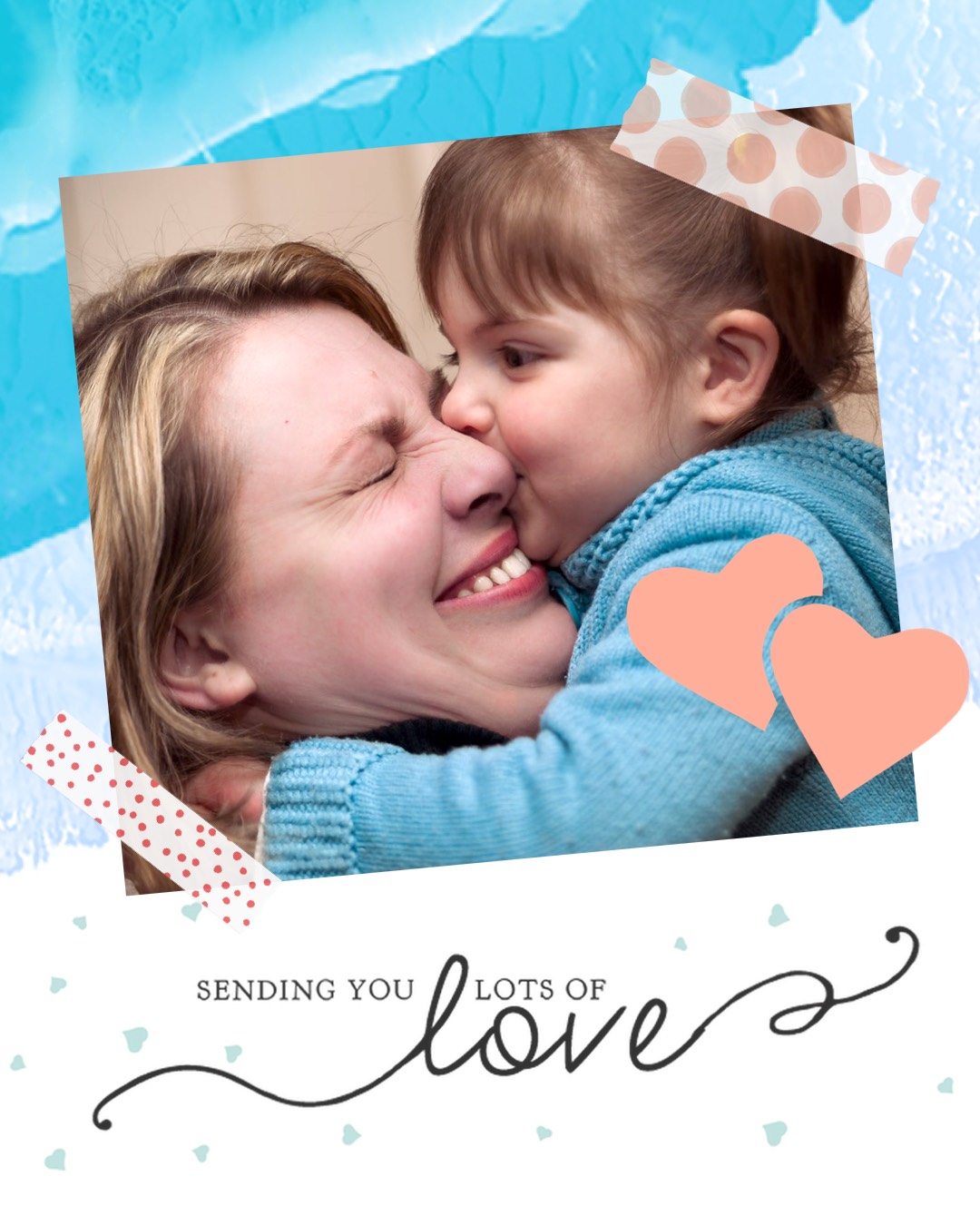 Mother And Child Kiss Mother'S Day Cards Template