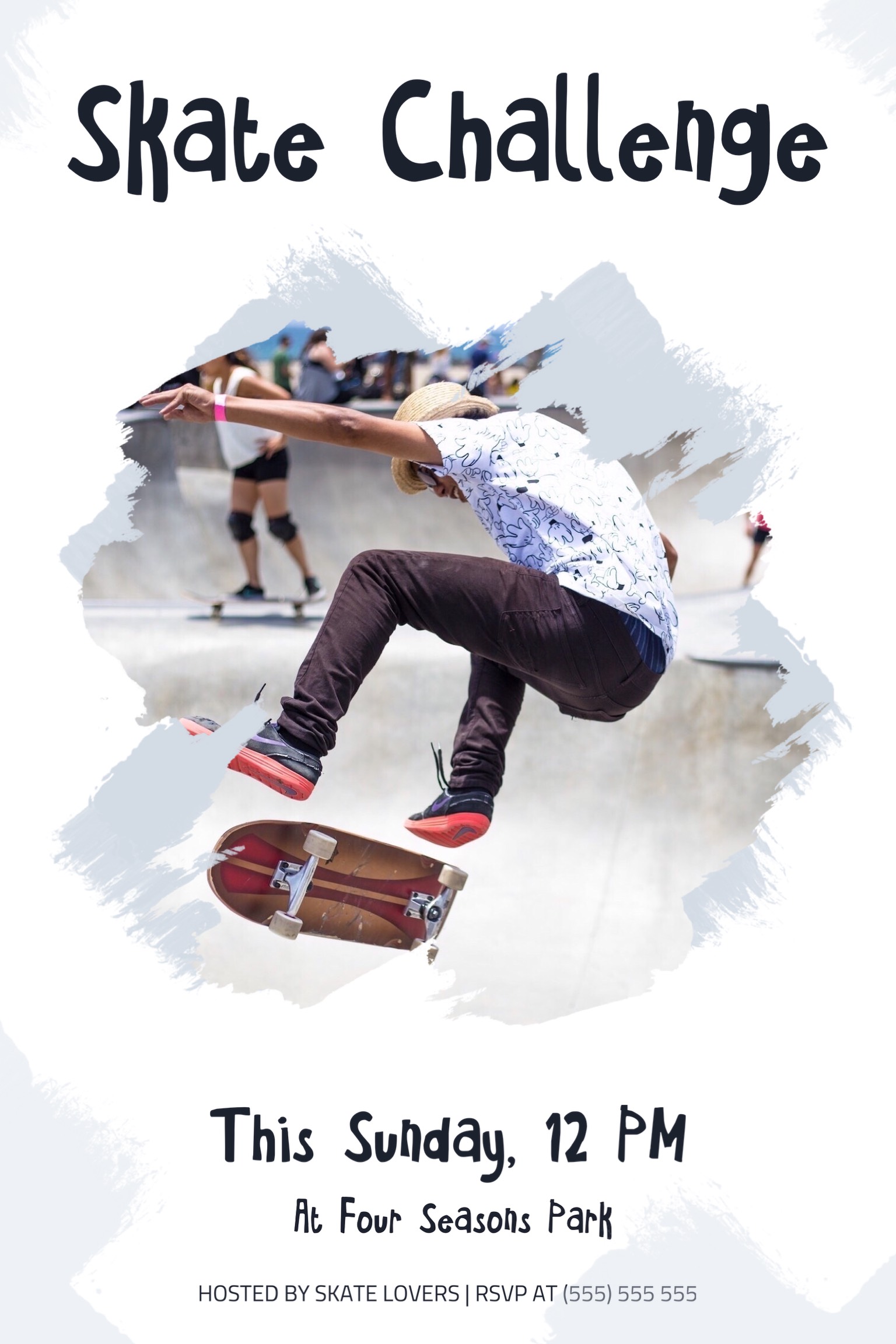 A Skateboarder Is Doing A Trick In The Air Invitation Template