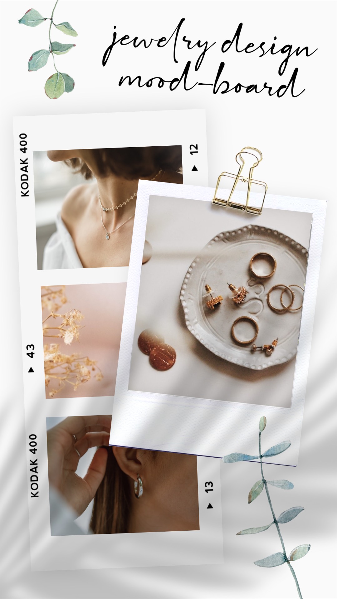 jewelry design minimalist bright inspiration moodboard Instagram story template