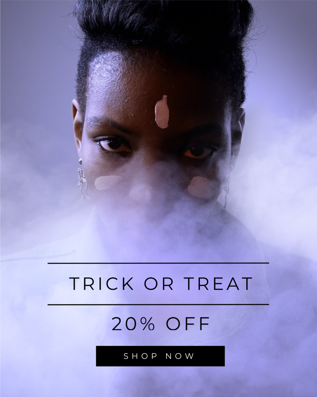 A Woman With Smoke Coming Out Of Her Face And The Words Trick Or Treat 20 Halloween Template