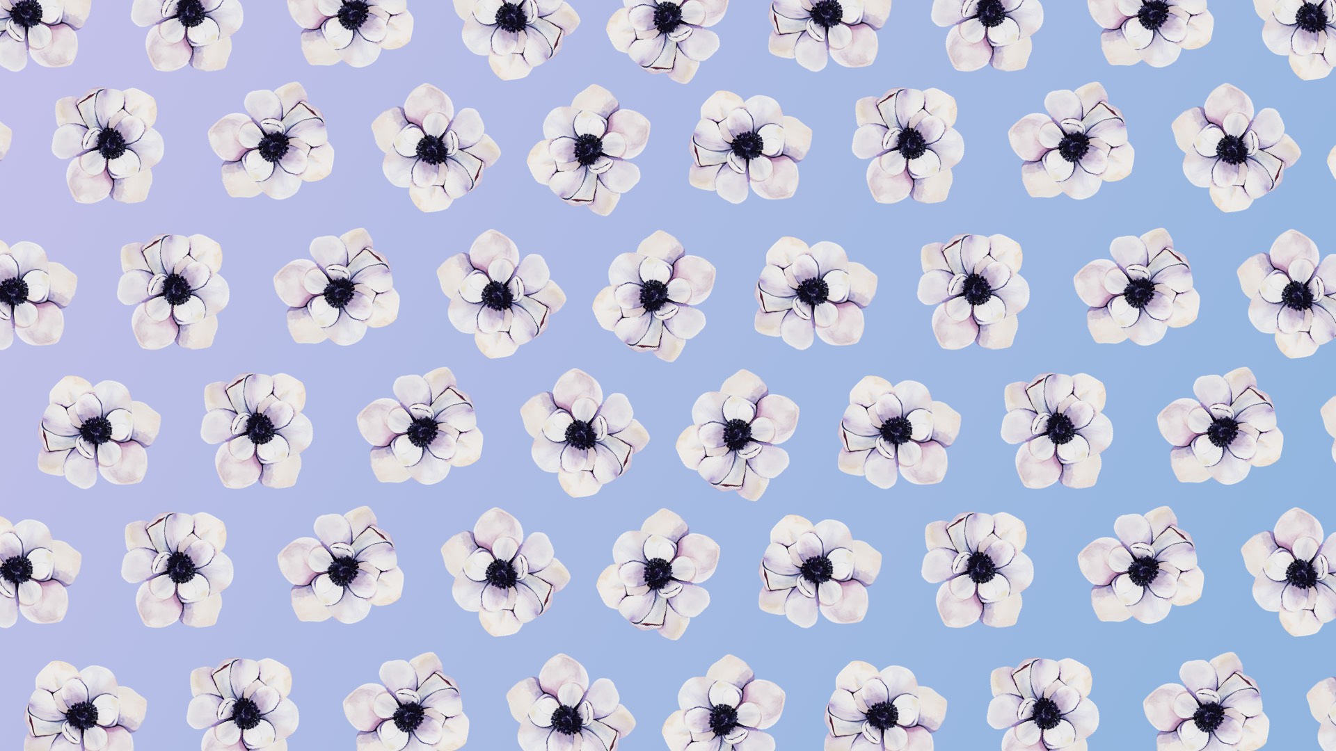 A Pattern Of White Flowers On A Blue Background Zoom Backgrounds Template