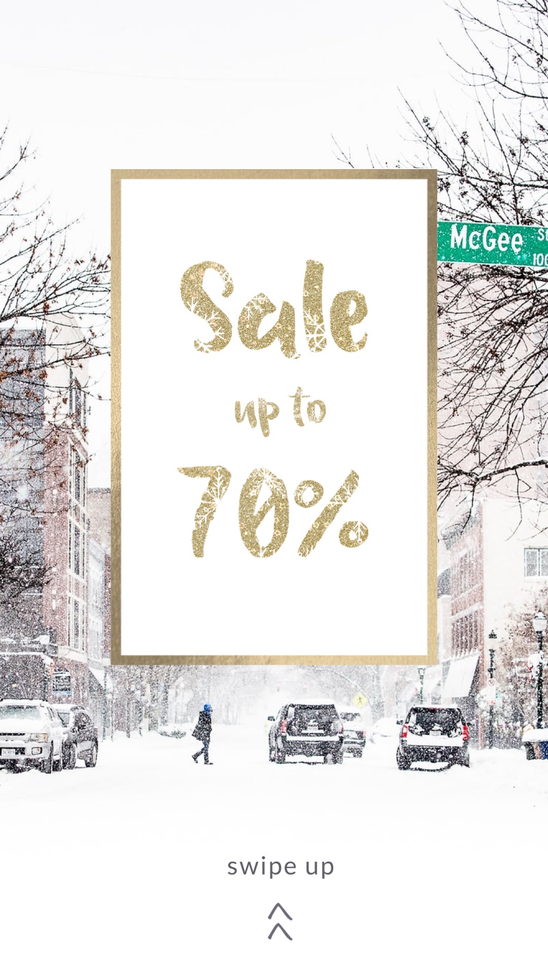 A Sign That Says Sale Up To 70 % Off Winter Story Template