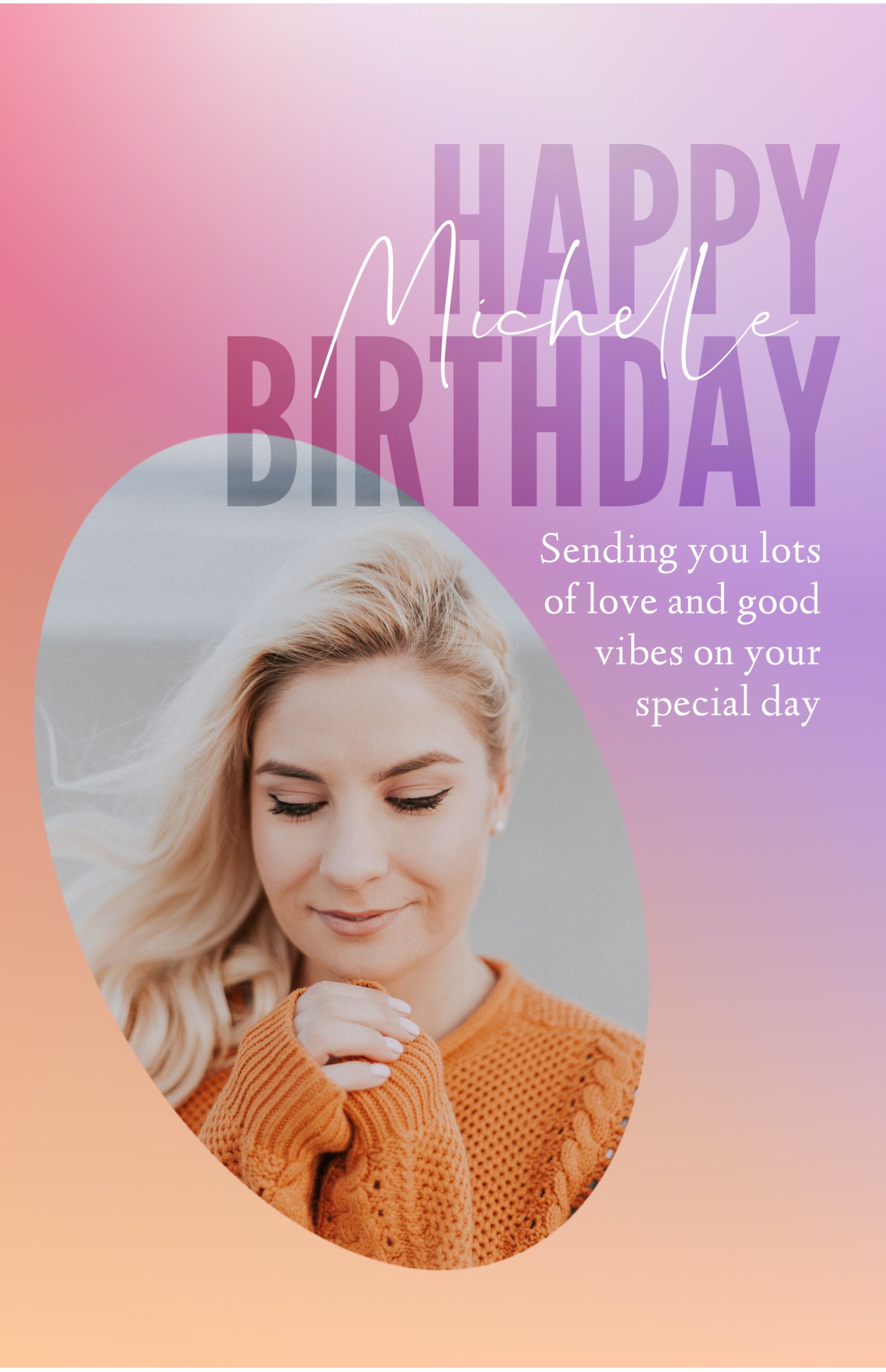 Gradient pastel background photo Birthday greeting card template 