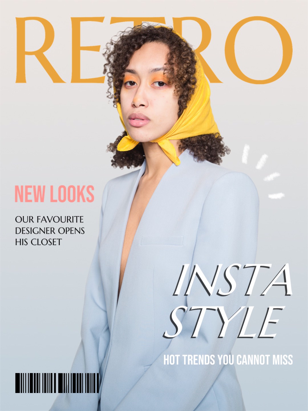 yellow and gray minimalistic simple fashion magazine cover