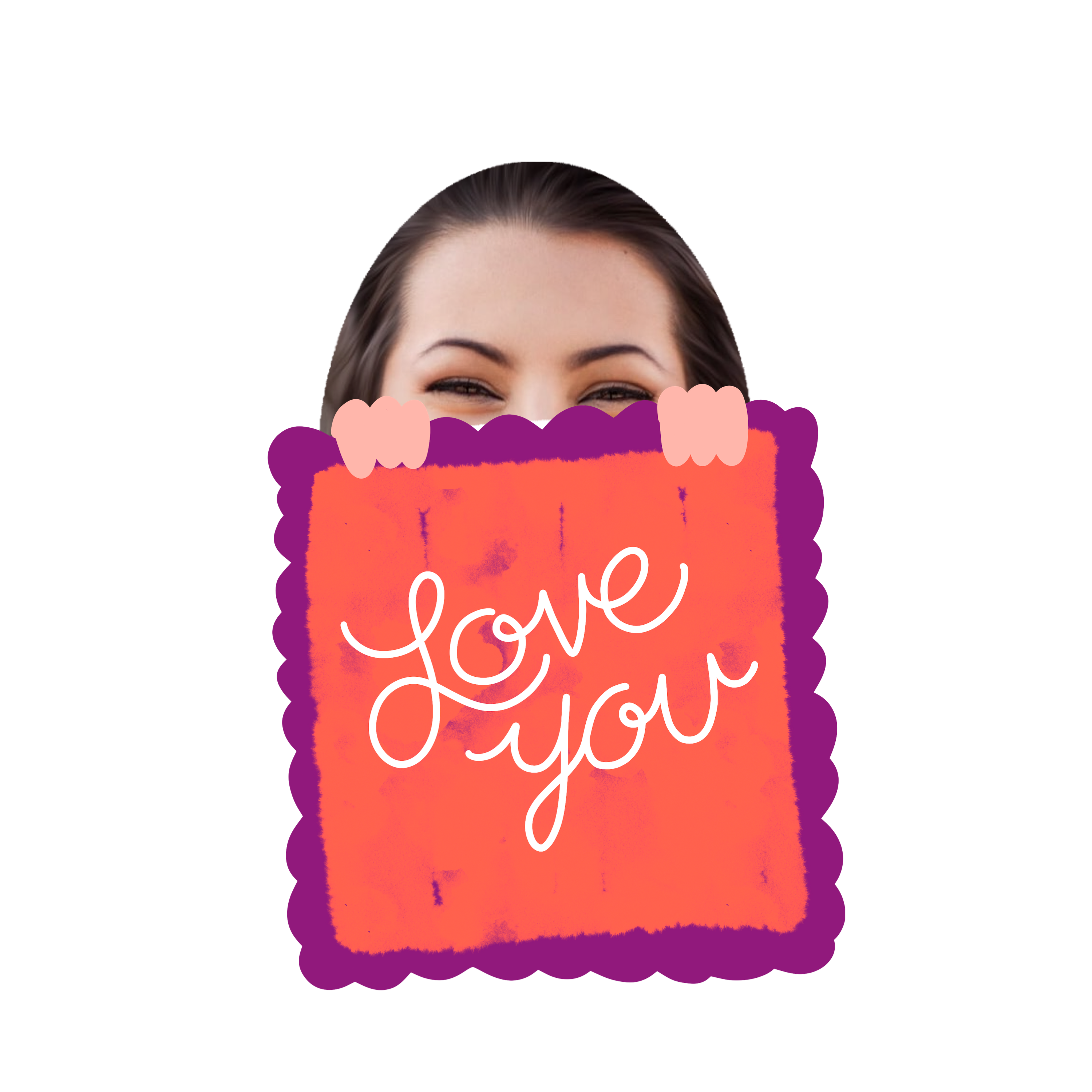 A Woman Holding A Sign That Says Love You Love Stickers Template