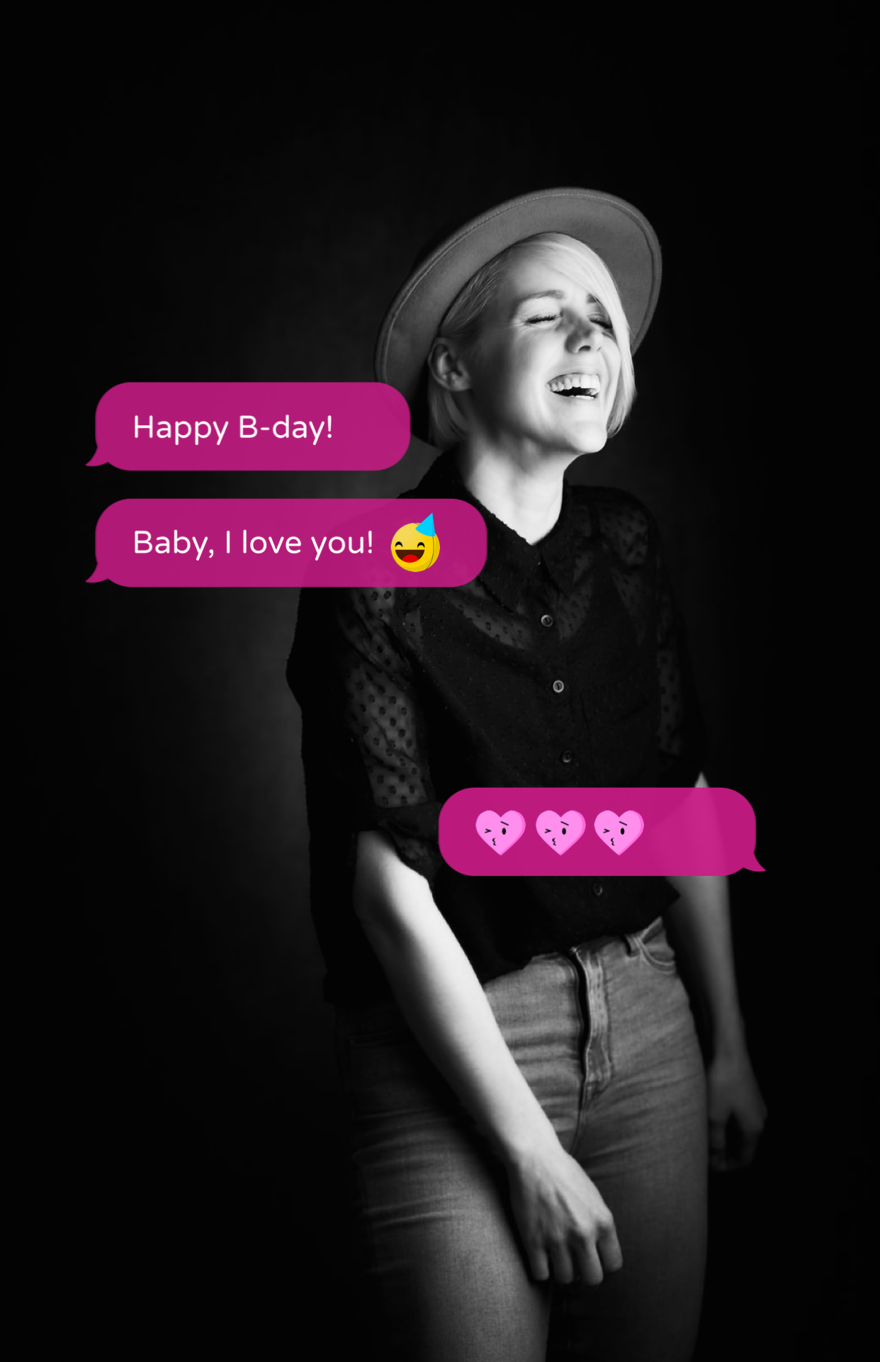 Happy B-Day Messages Black And White Happy Birthday Template