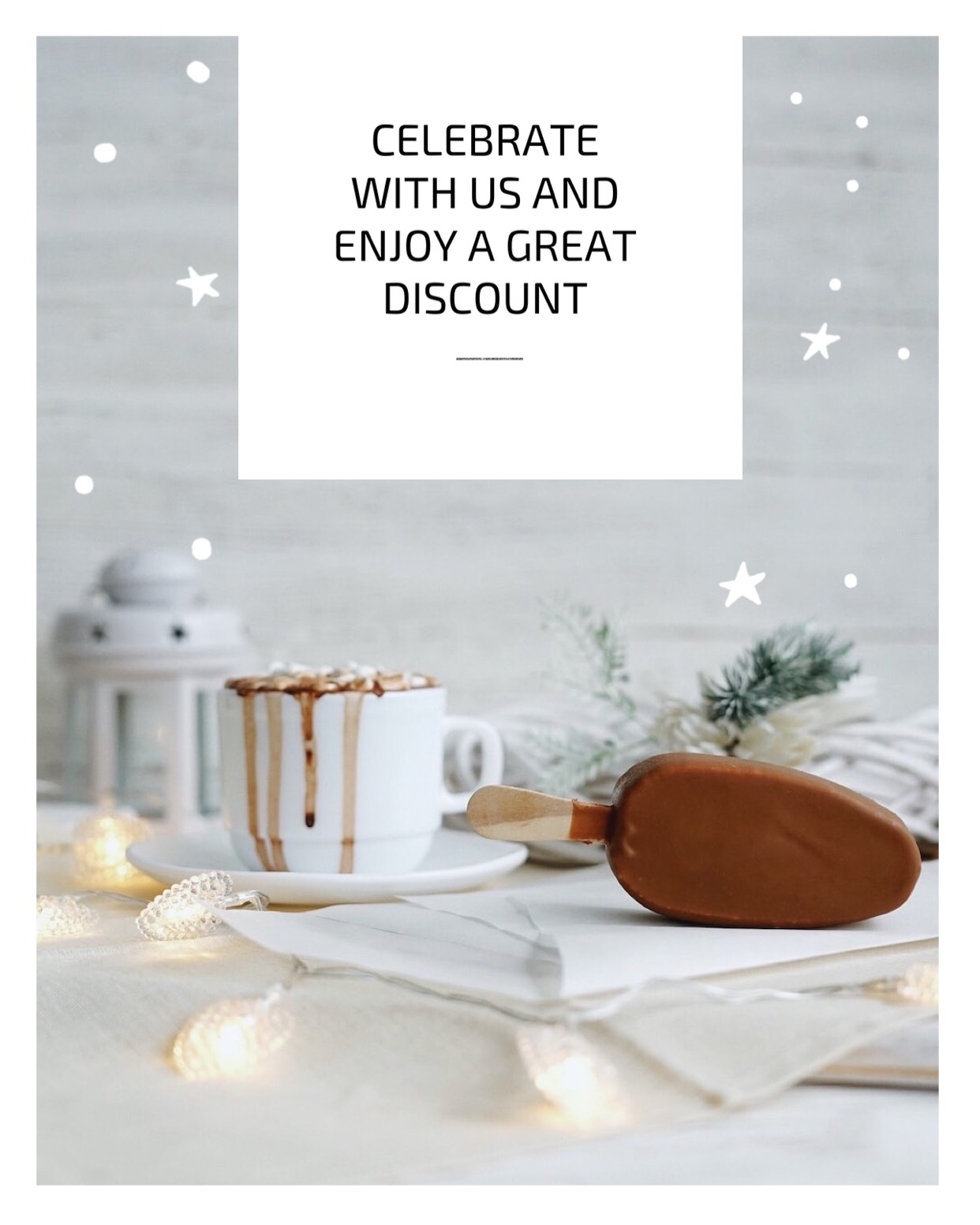 Celebrate with us and enjoy a great discount hot chocolate and ice cream Happy New Year template