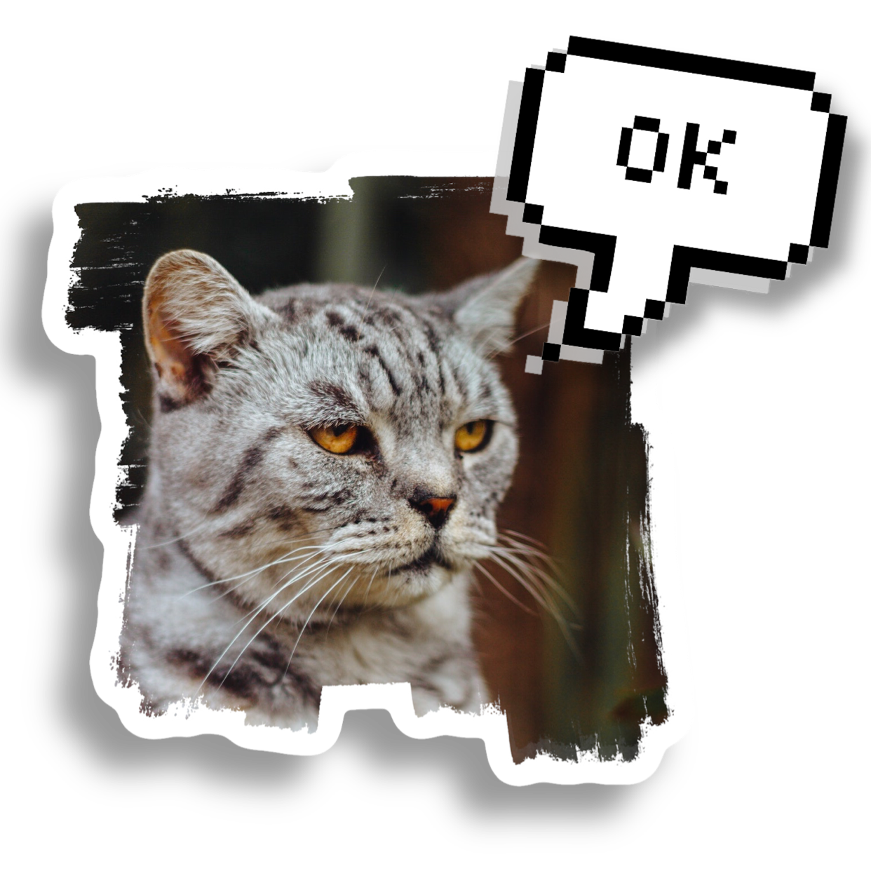 A Picture Of A Cat With A Speech Bubble Whatsapp Sticker Template