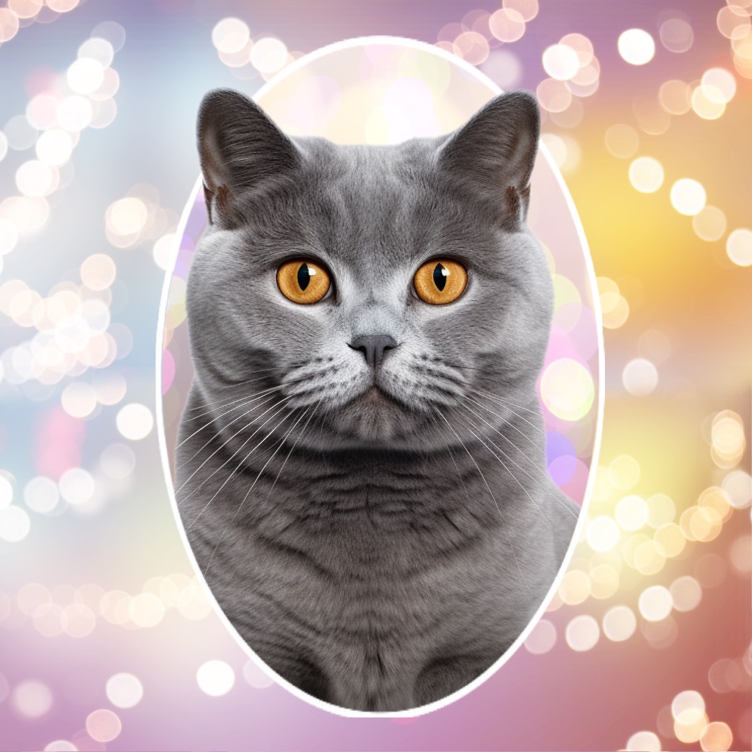 cat magic portrait template, light colours , ellipse cat cute minimalistic 
