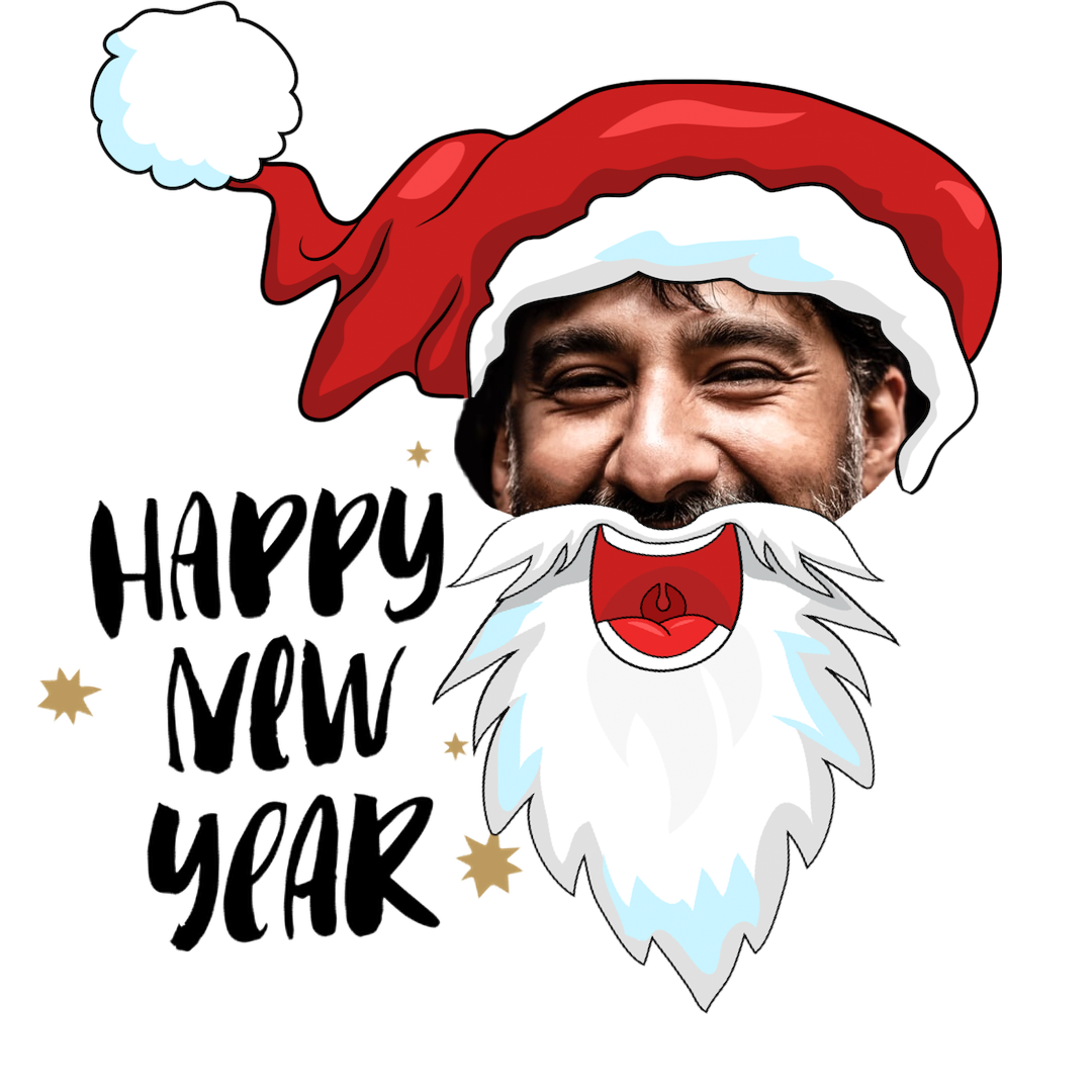 A Man With A Santa Hat And Beard Christmas Stickers Template