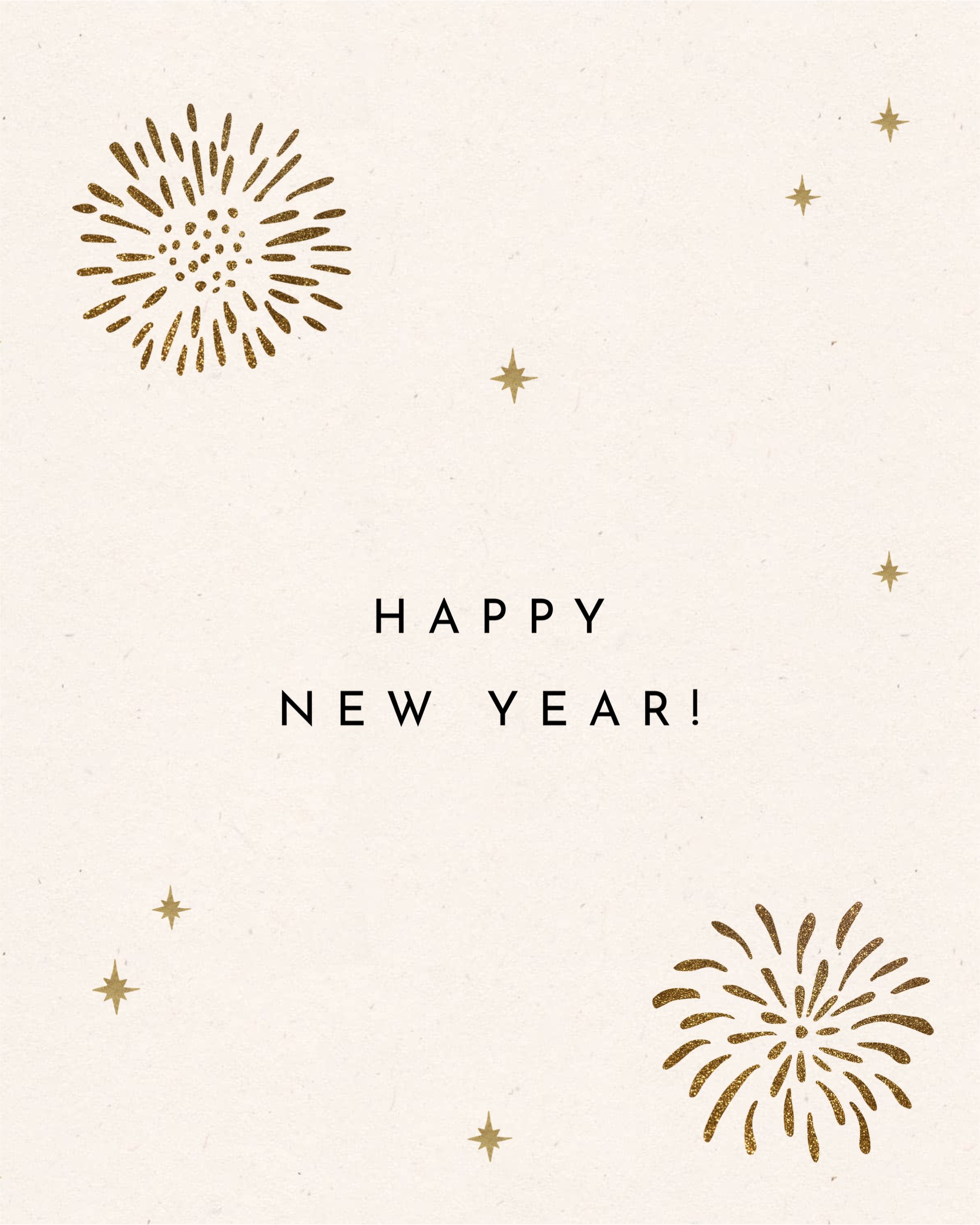 minimalist white and gold Happy New Year Template