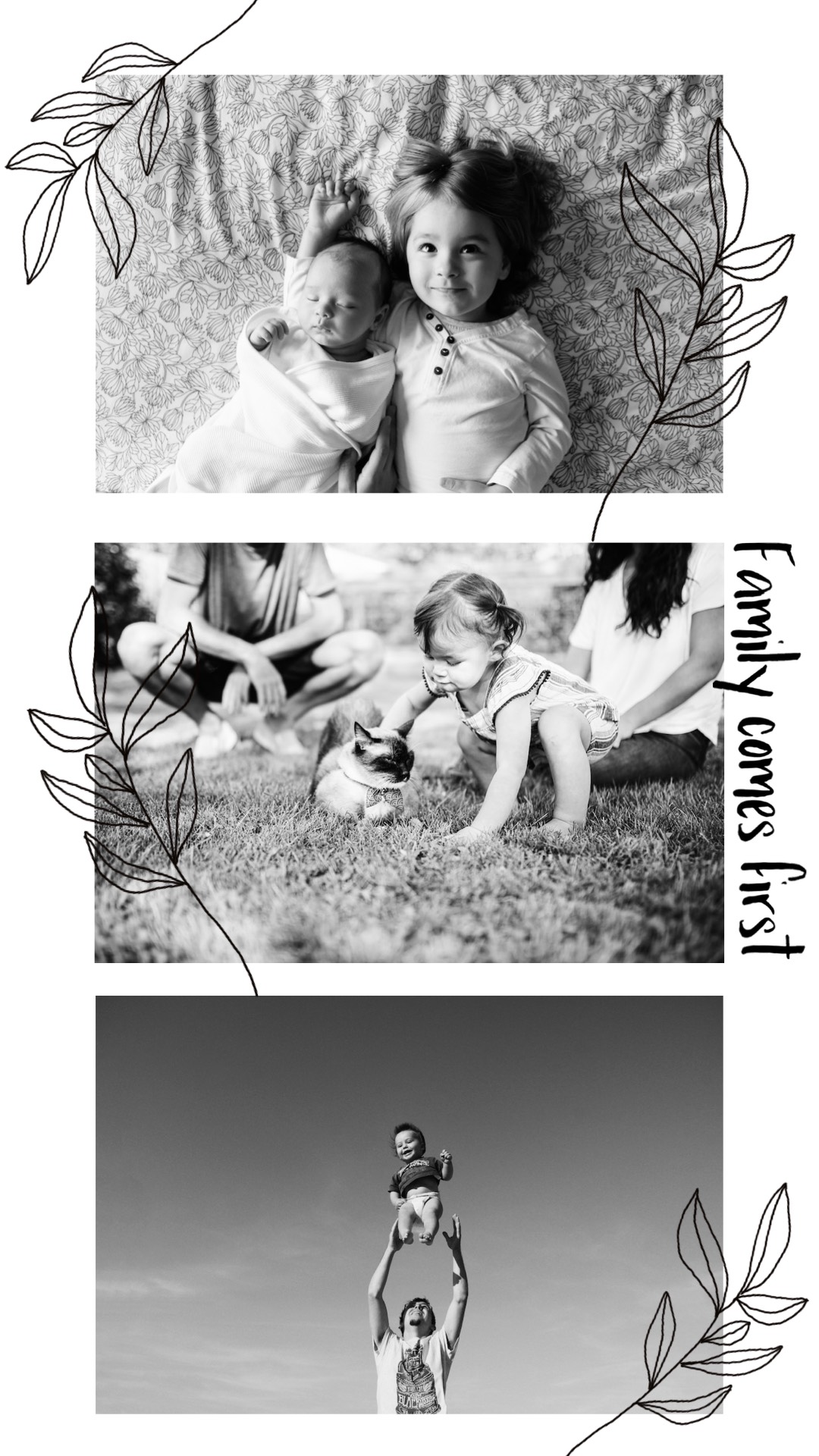 Family comes first children and cat family template